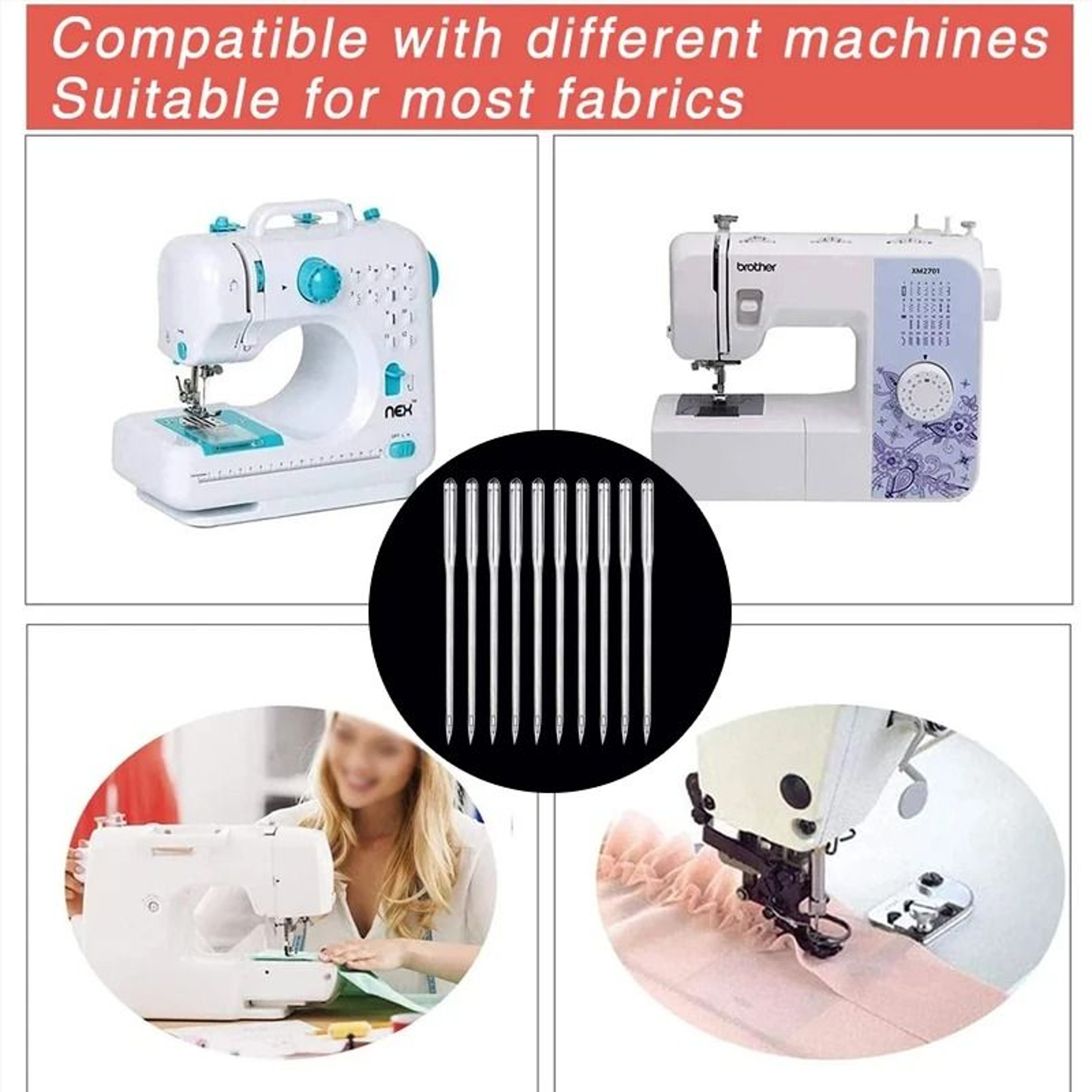 20 Pieces Universal Jeans Sewing Machine Needles Set Regular Point And Ball Point 5