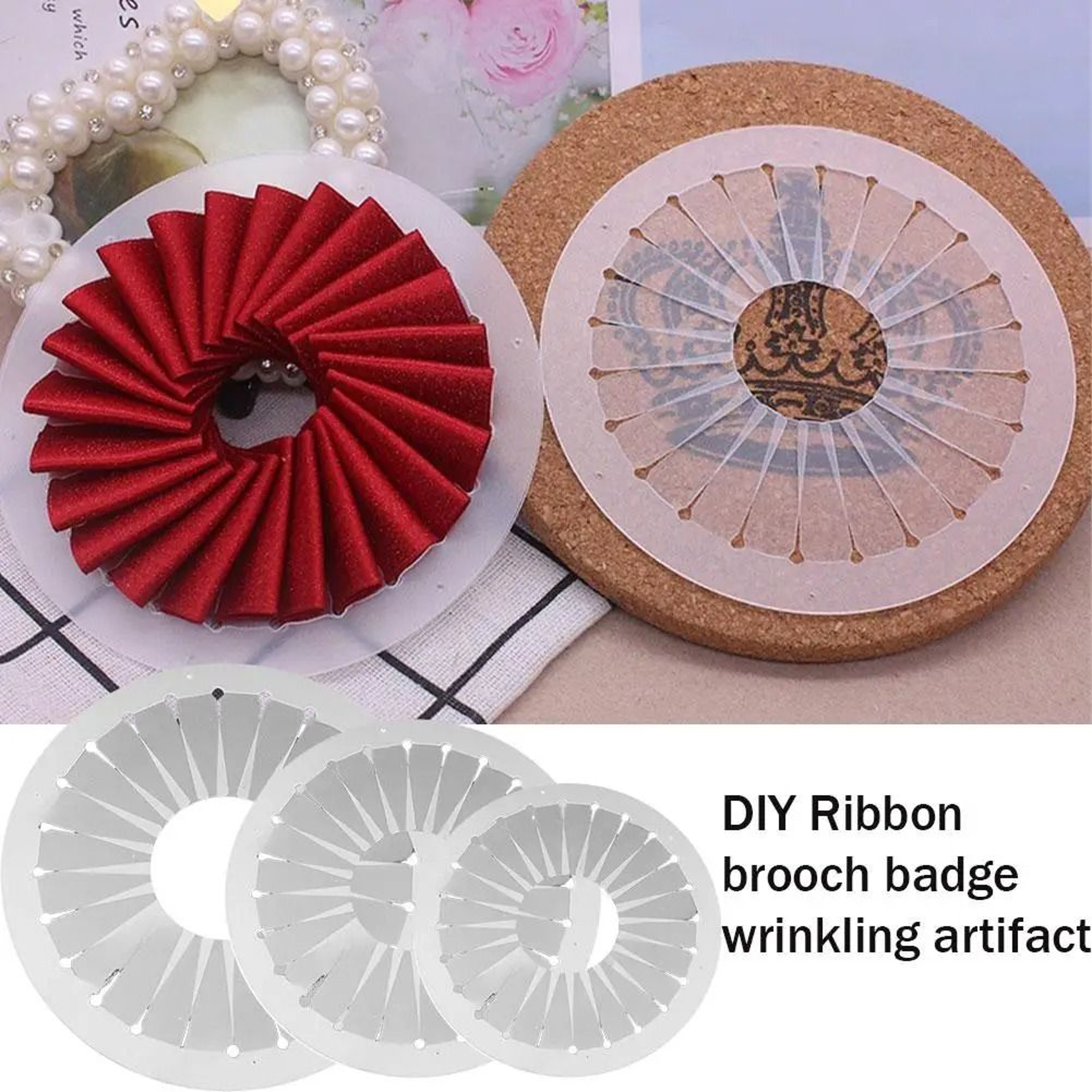 Handmade Ribbon Rosette Maker Tool And Folding Flower Pattern Board For Badges And Brooches 0