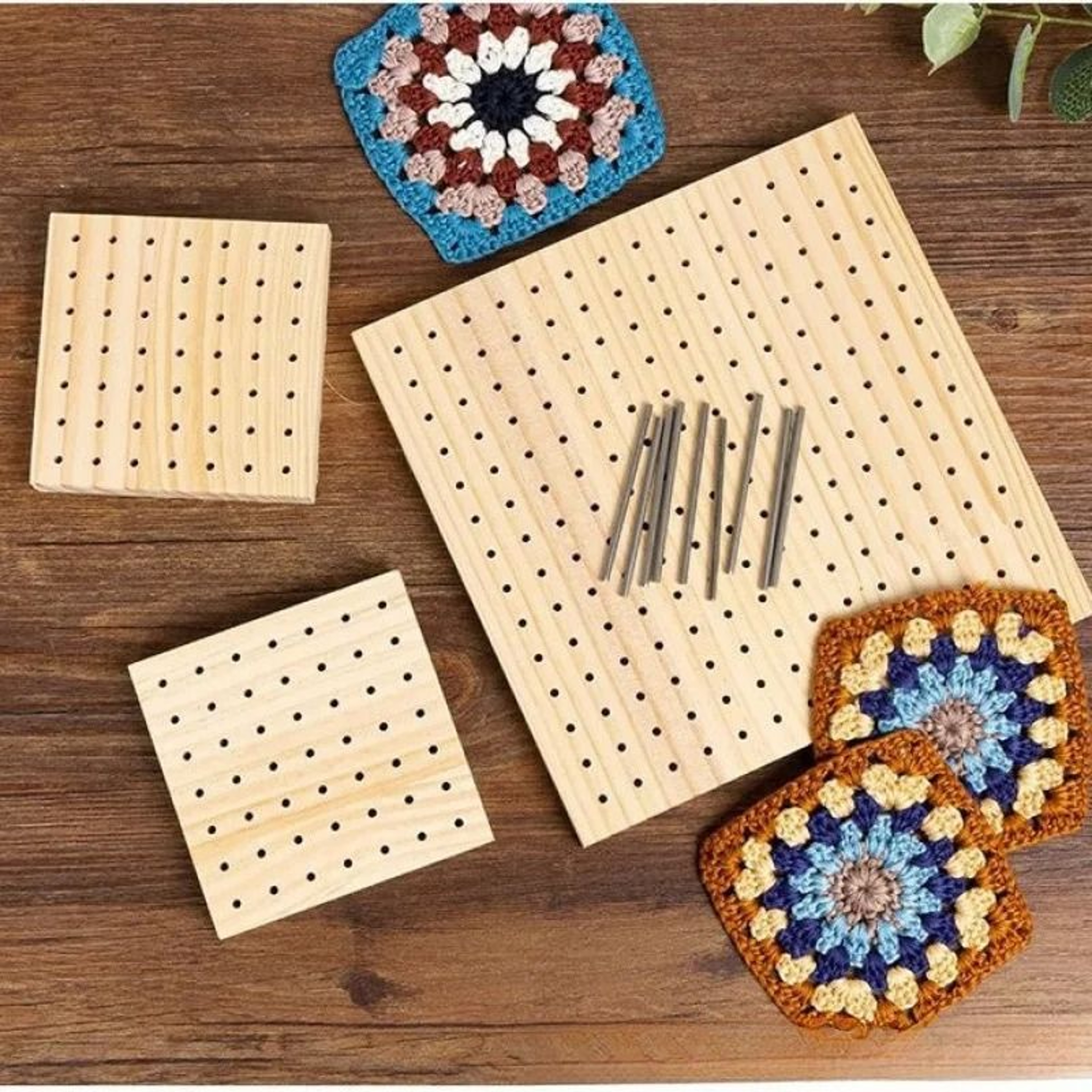 Wooden Crochet Blocking Board Grid Plate With Stainless Steel Pins For Square Knitting And Weaving 1