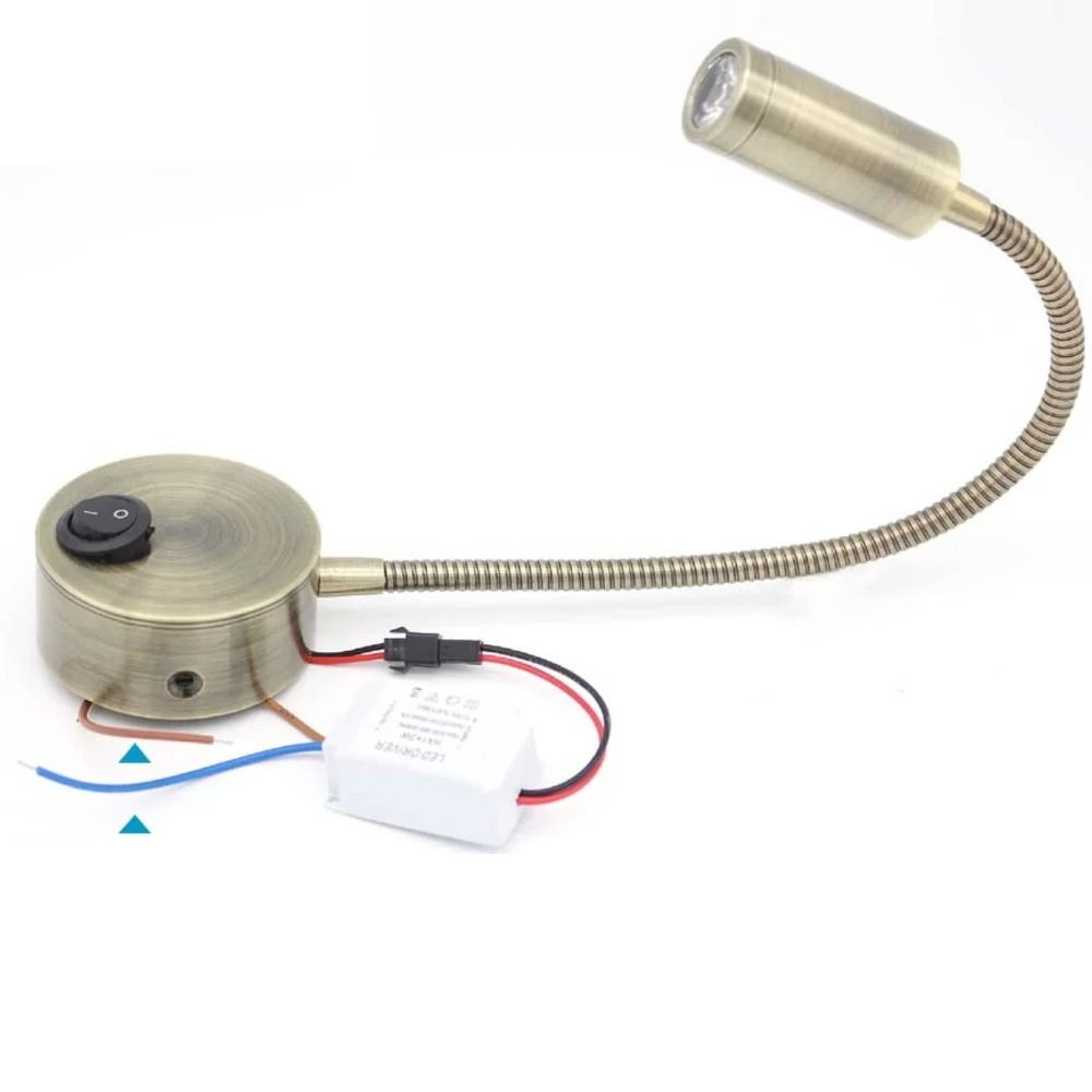 3W LED Flexible Lotus Shape Wall Bedside Spotlight With Rotating Arm And Switch In Antique Bronze 5