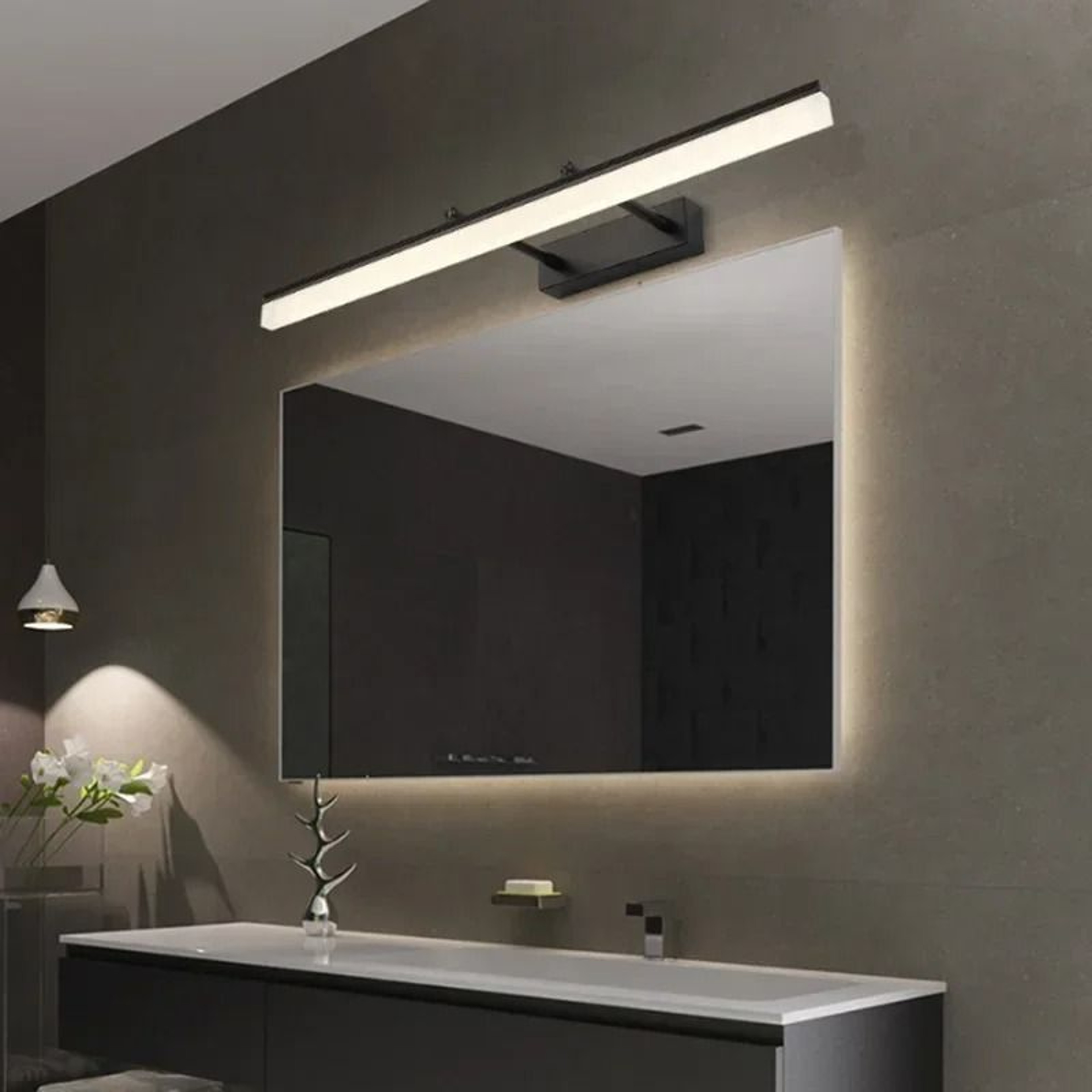 Waterproof Anti Fog Retractable LED Bathroom Mirror Front Wall Light For Makeup And Vanity 1