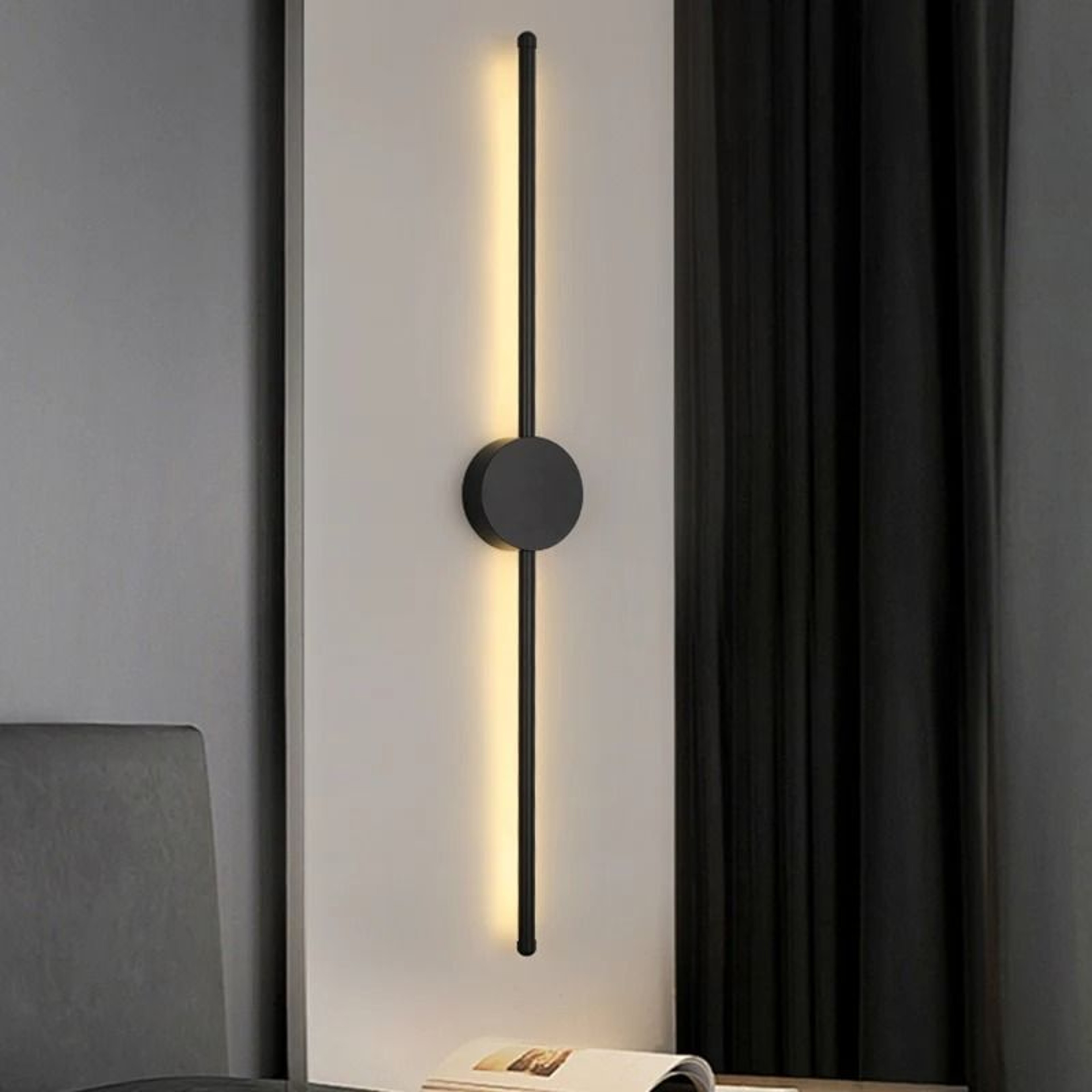 Modern Long Black I Shaped LED Wall Light Sconce For Bedroom Living Room And Corridor 0