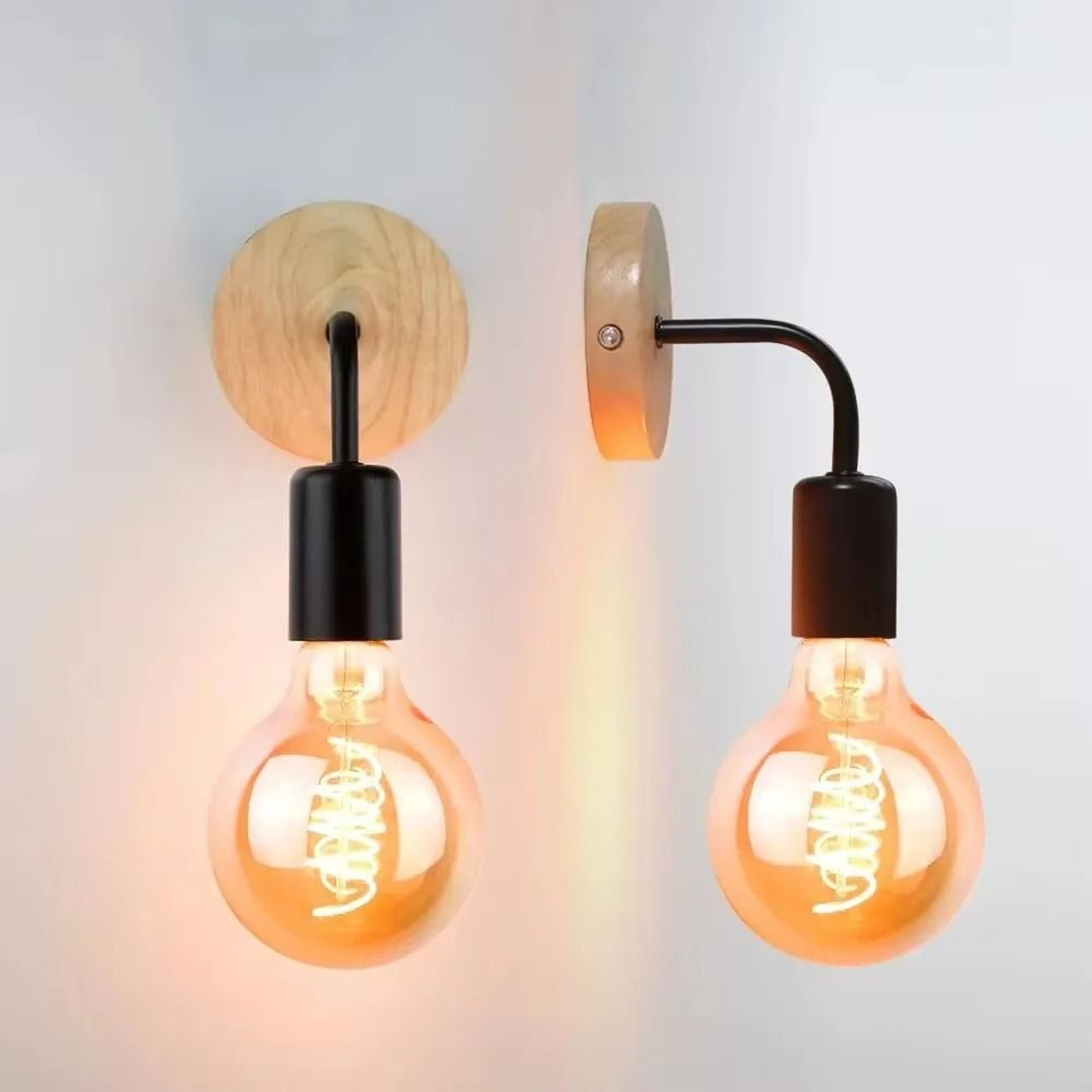 Vintage Wood LED Wall Sconce Lamp With E27 Base For Bedside Bedroom And Dining Room 2