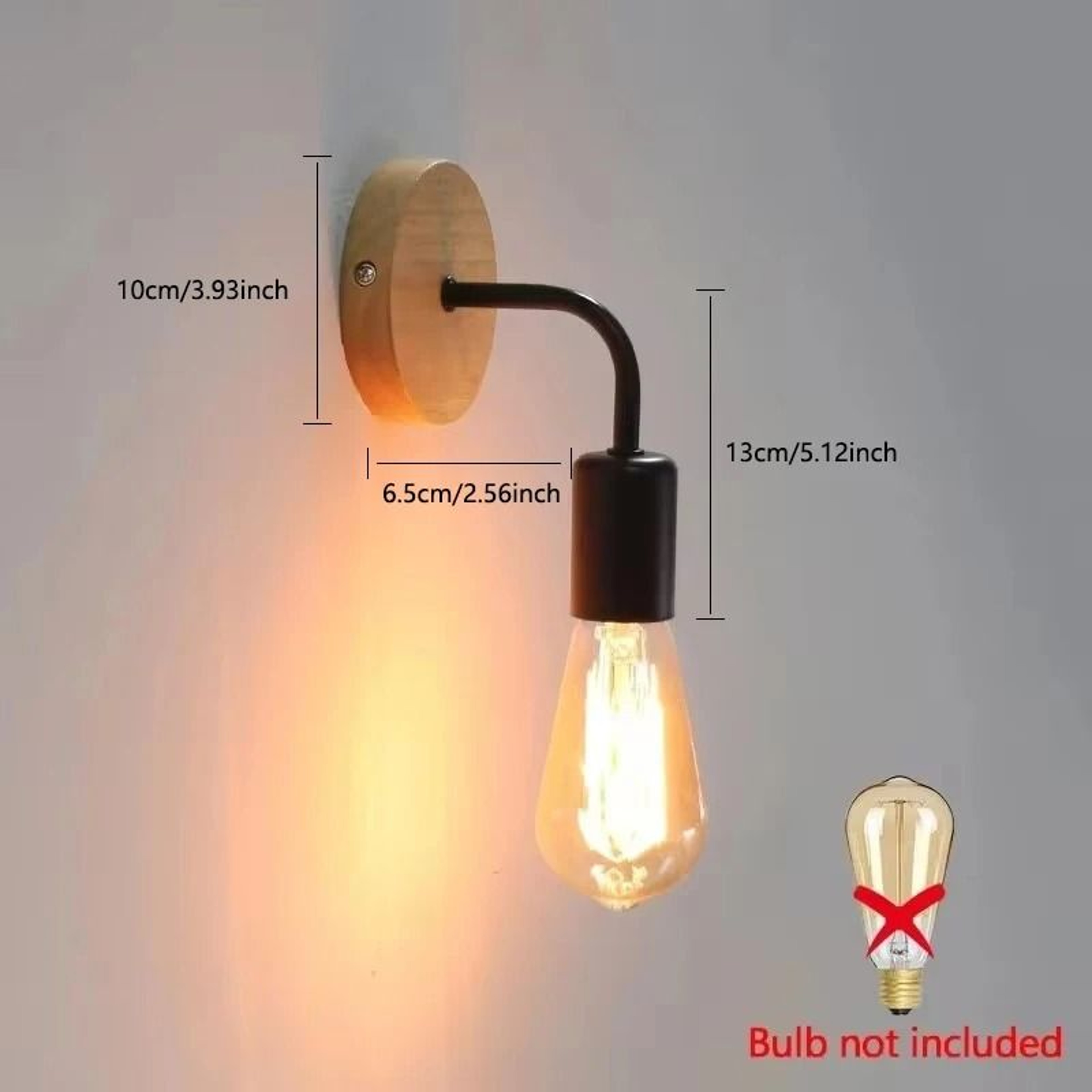 Vintage Wood LED Wall Sconce Lamp with E27 Base for Bedside, Bedroom, and Dining Room – view 8