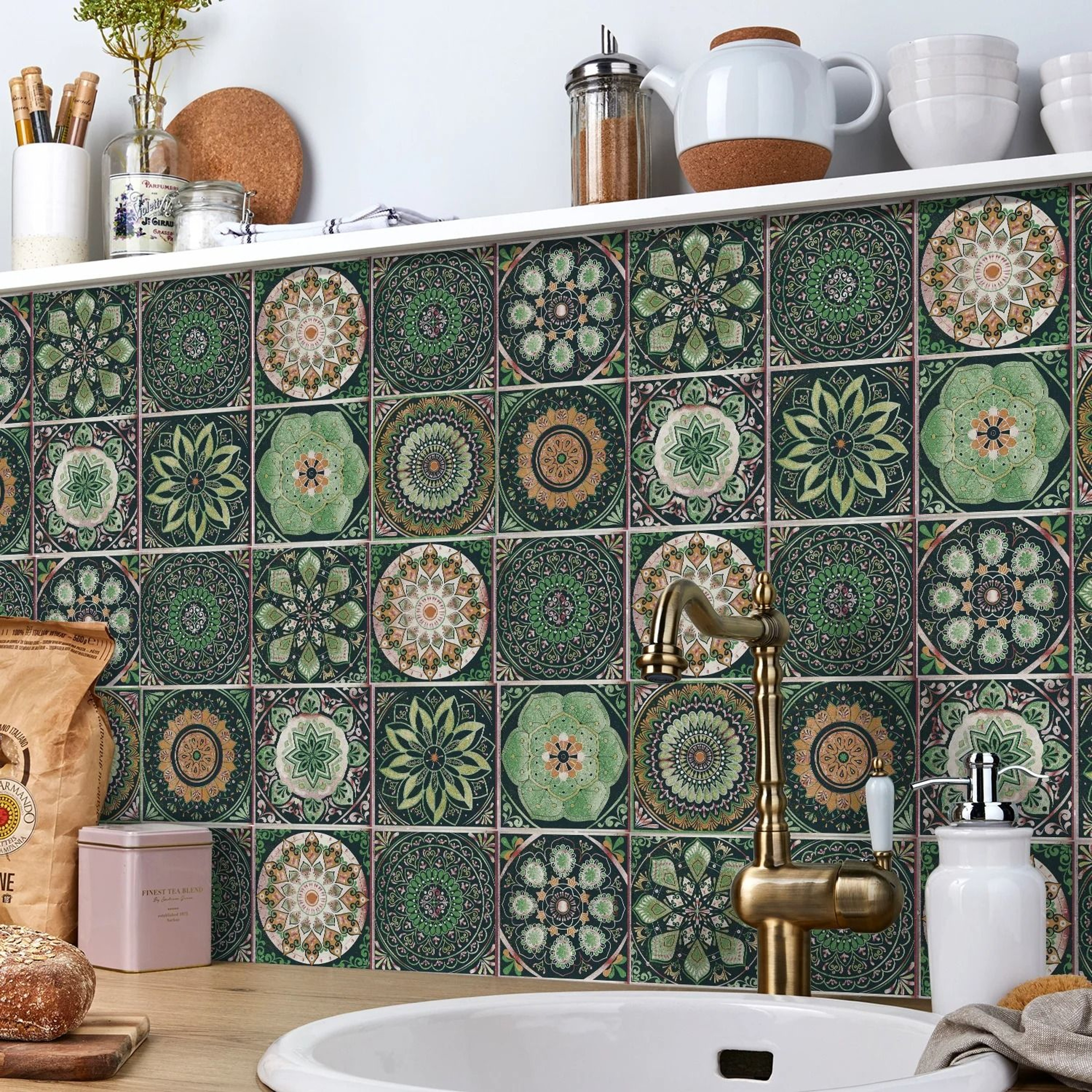 24Piece Set Tile Self Adhesive Waterproof Wall Stickers For Kitchen Backsplash Living Room And Bedr 4