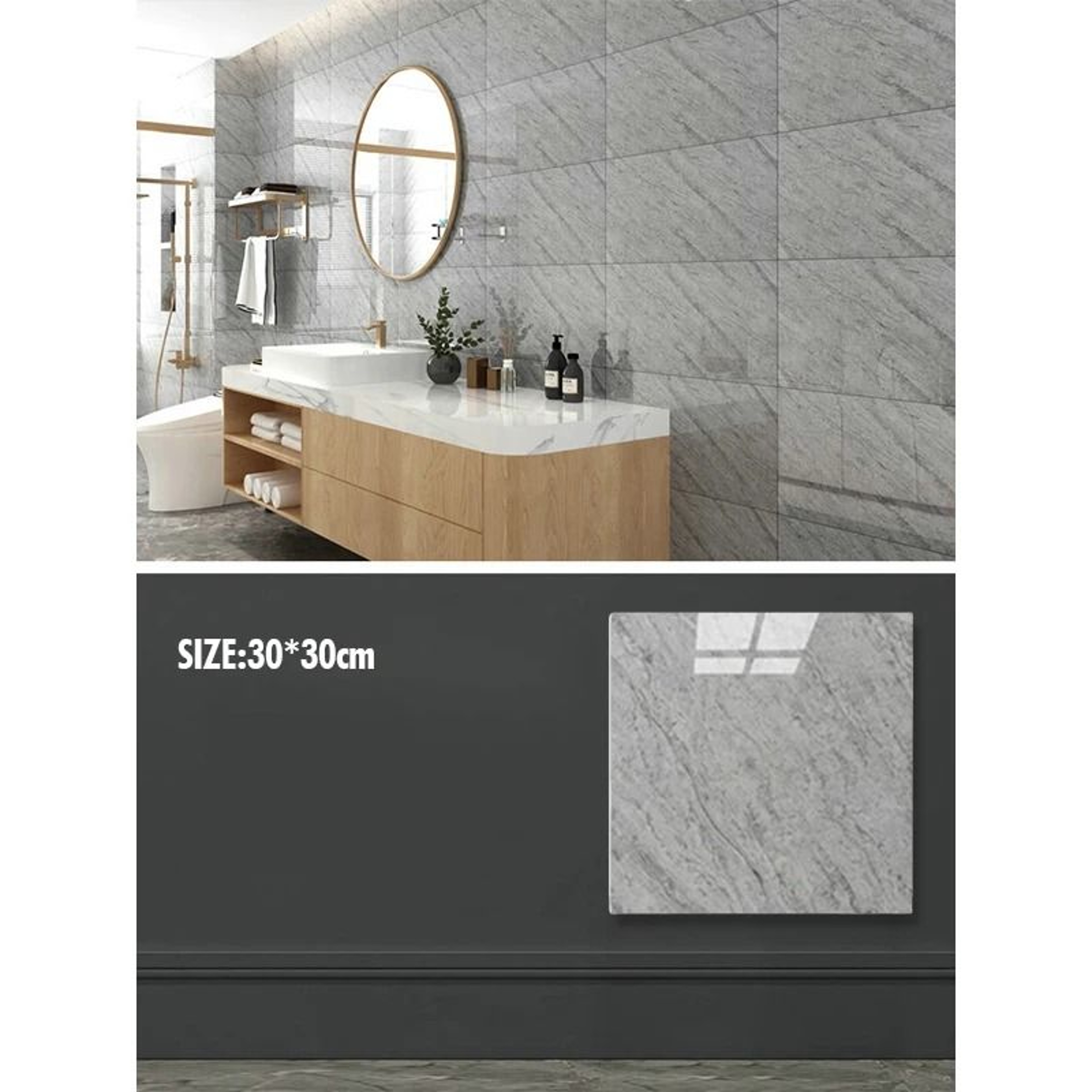 Waterproof Marble Tile PVC Self Adhesive Vinyl Wall Stickers For Bathroom Kitchen And Cupboard Back 14