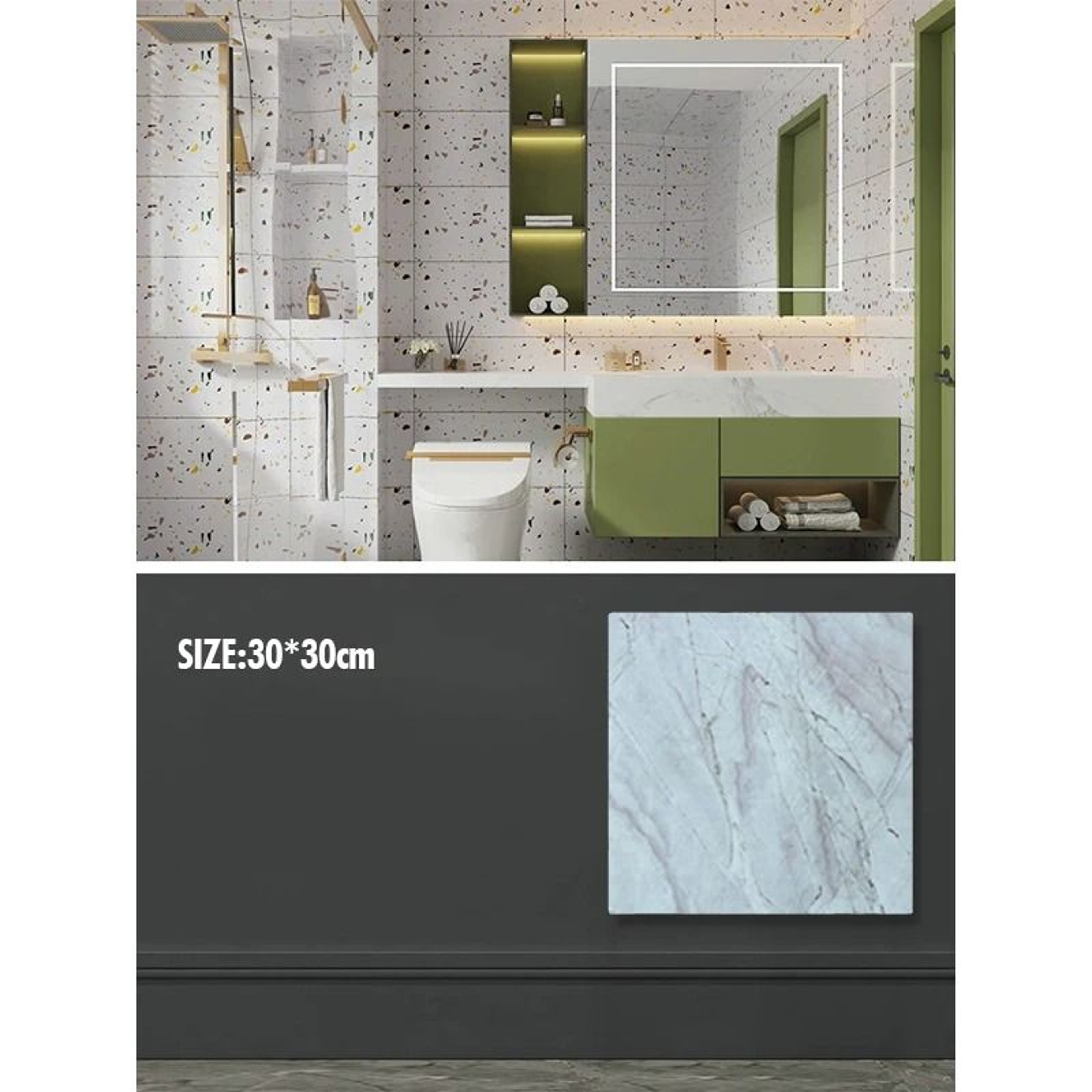 Waterproof Marble Tile PVC Self Adhesive Vinyl Wall Stickers For Bathroom Kitchen And Cupboard Back 18