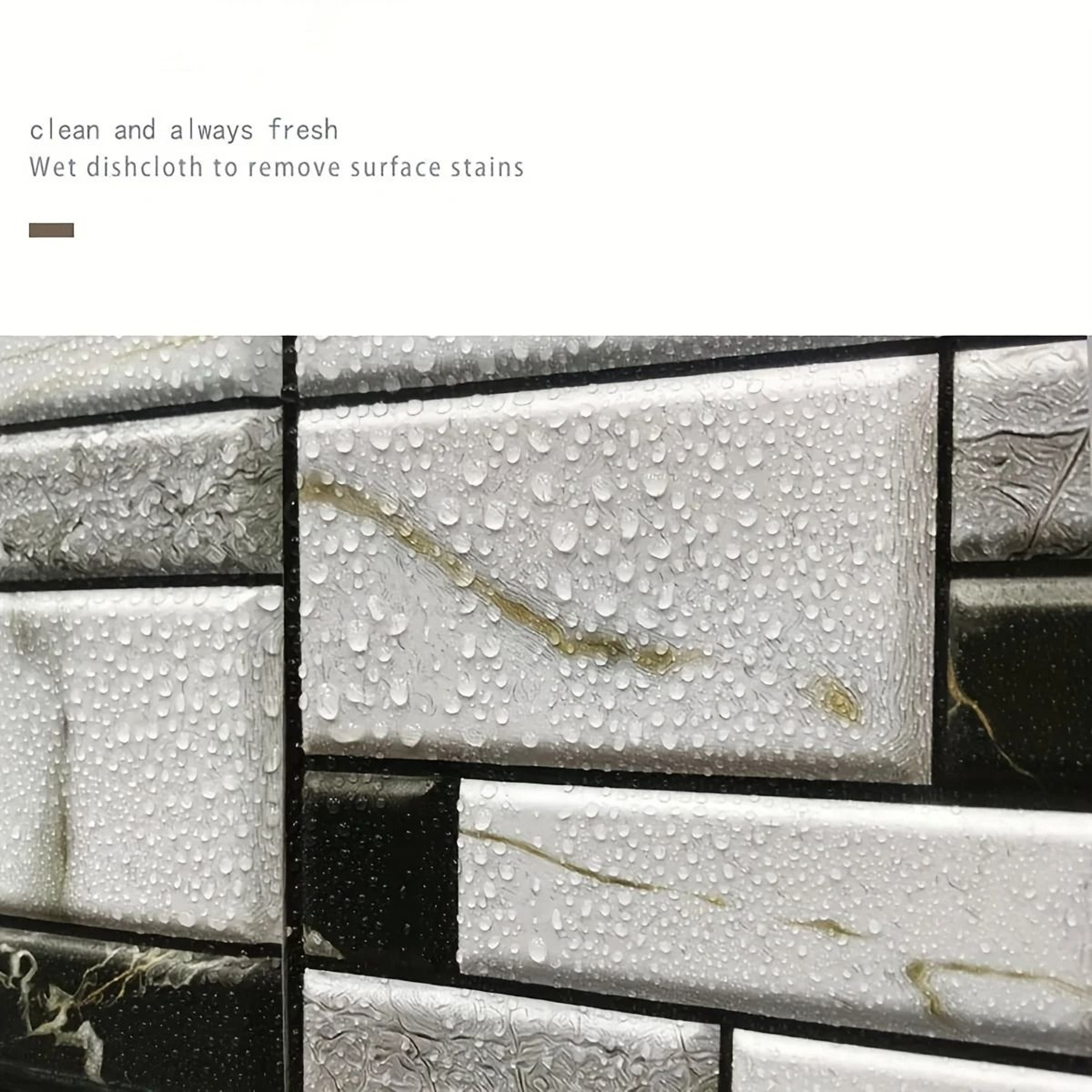 Self Adhesive Tile Wall Sticker 3D PVC Covers Waterproof Wallpaper For Kitchen Cupboard Bathroom 3