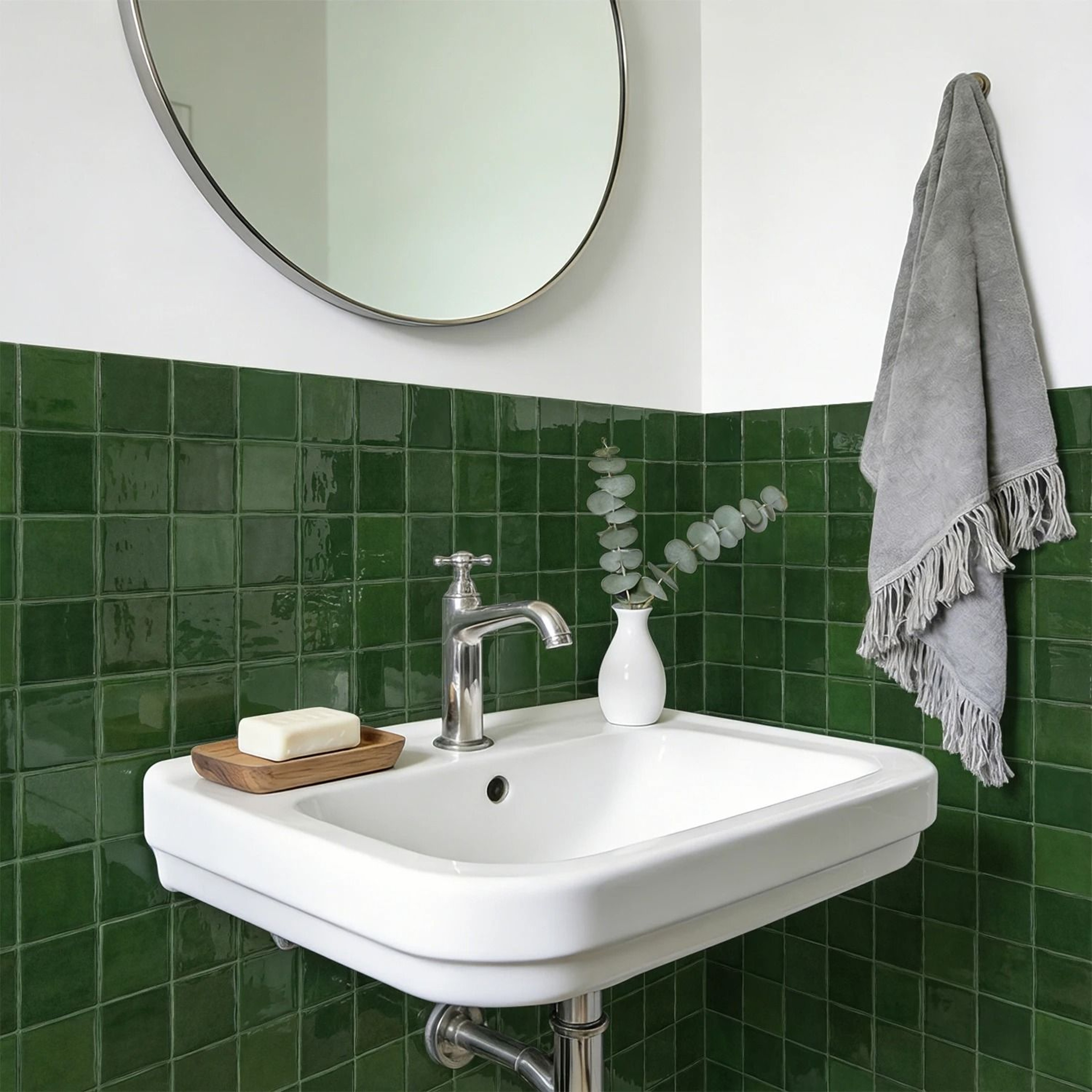 Emerald Glazed Ceramic Texture Wall Decals PET And PU Moisture Proof Peel And Stick Backsplash For  1