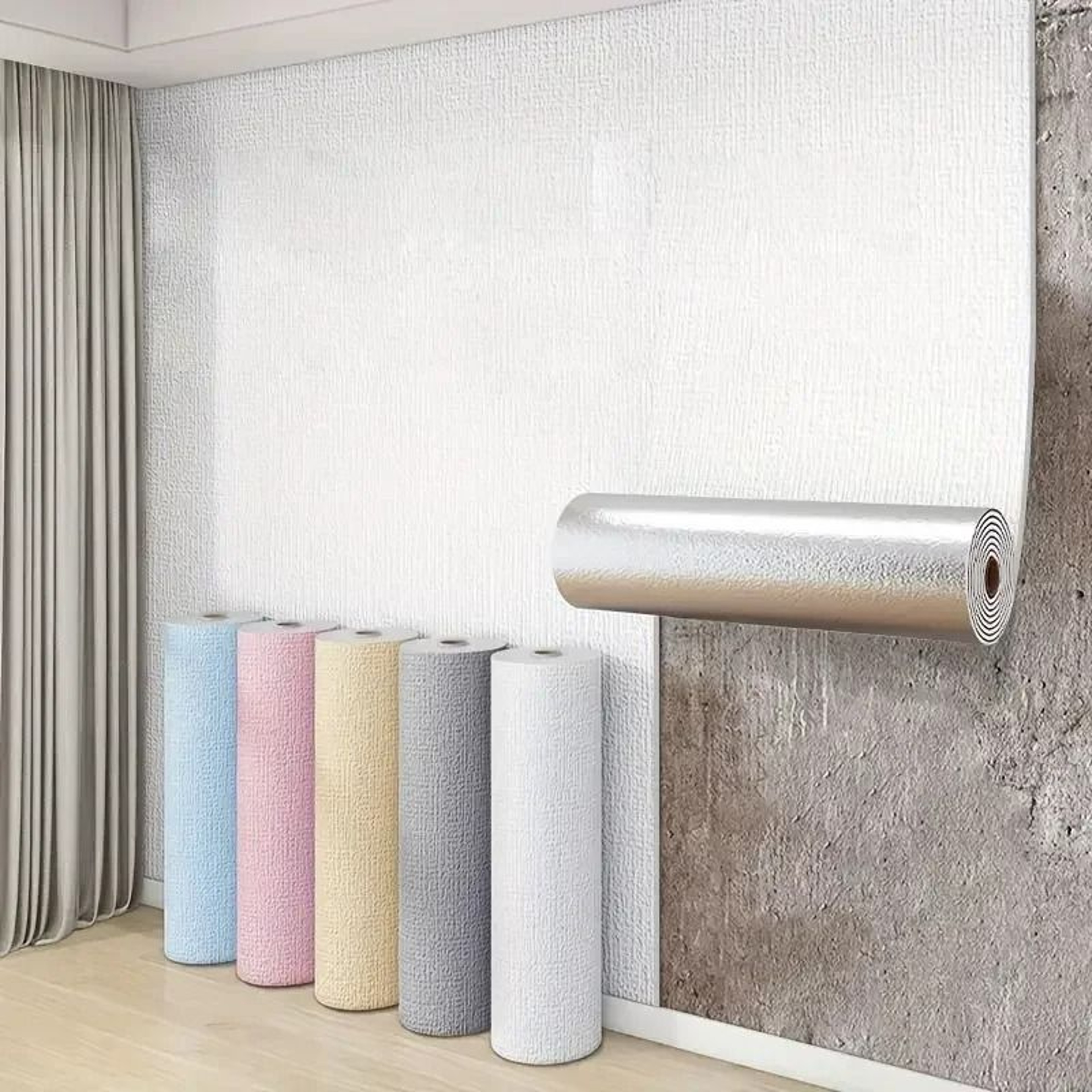 Textile Textured Architectural Surface Film Waterproof Self Adhesive Soft Foam Wallpaper Roll For H 0