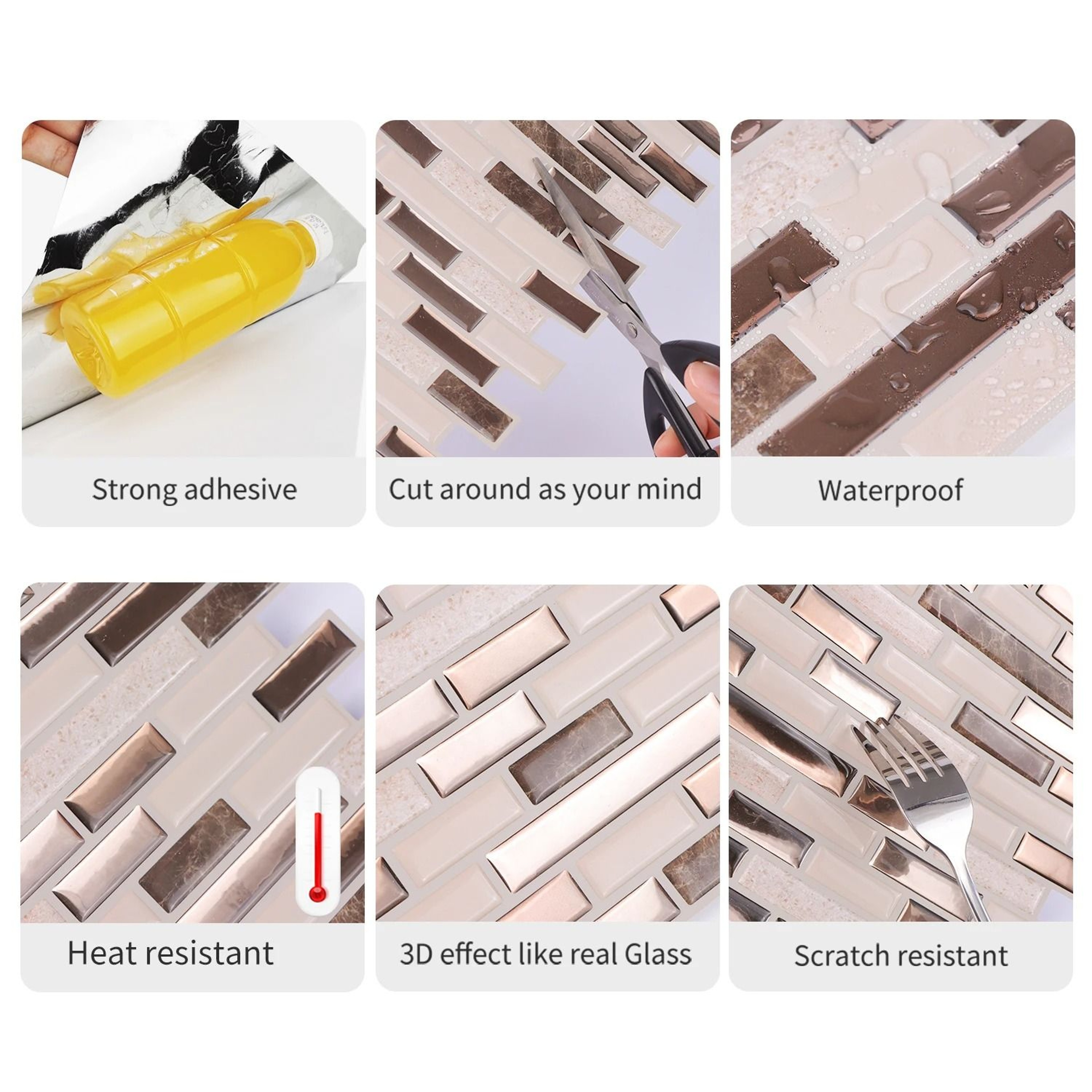 Dimensional Mosaic Pattern Surface Tiles Strong Bond Waterproof Peel And Stick Wall Coverings For H 2