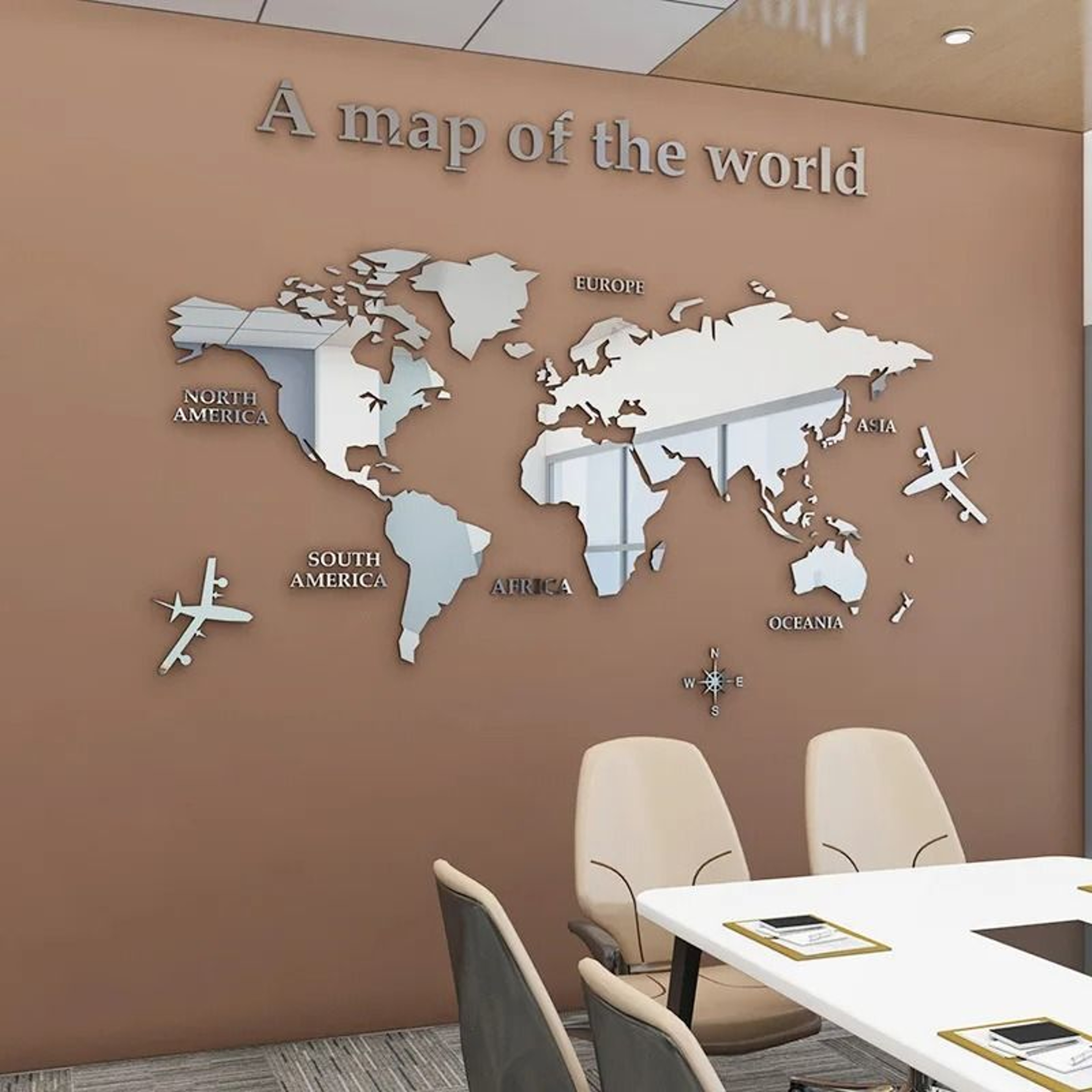 Dimensional World Map Surface Display Solid Color Glossy Acrylic Wall Accent For Living Room Classr 1
