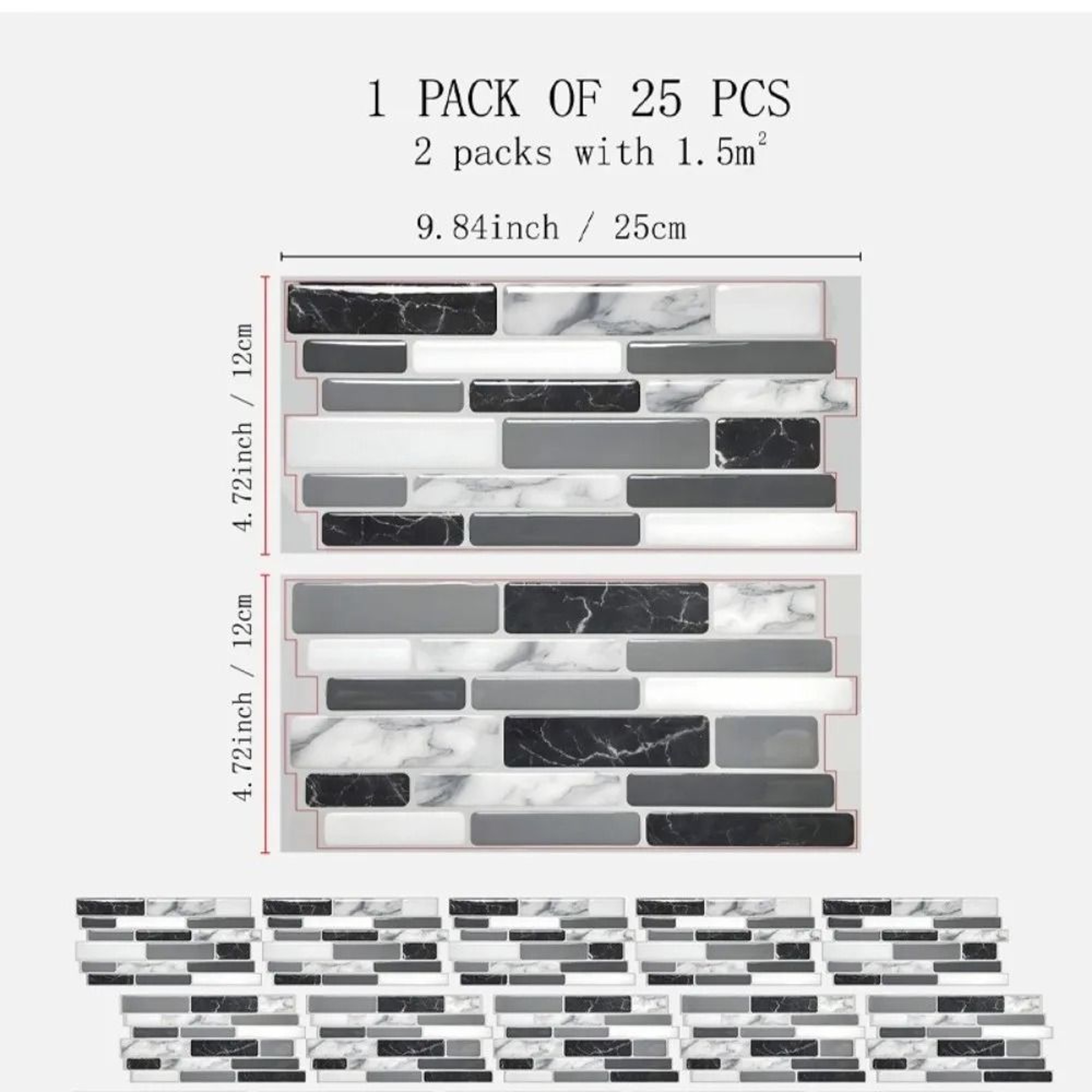 Glossy Stone Mosaic Surface Sheets Waterproof Oil Proof Self Adhesive Wall Tiles for Kitchen and Bathroom Makeovers – view 15