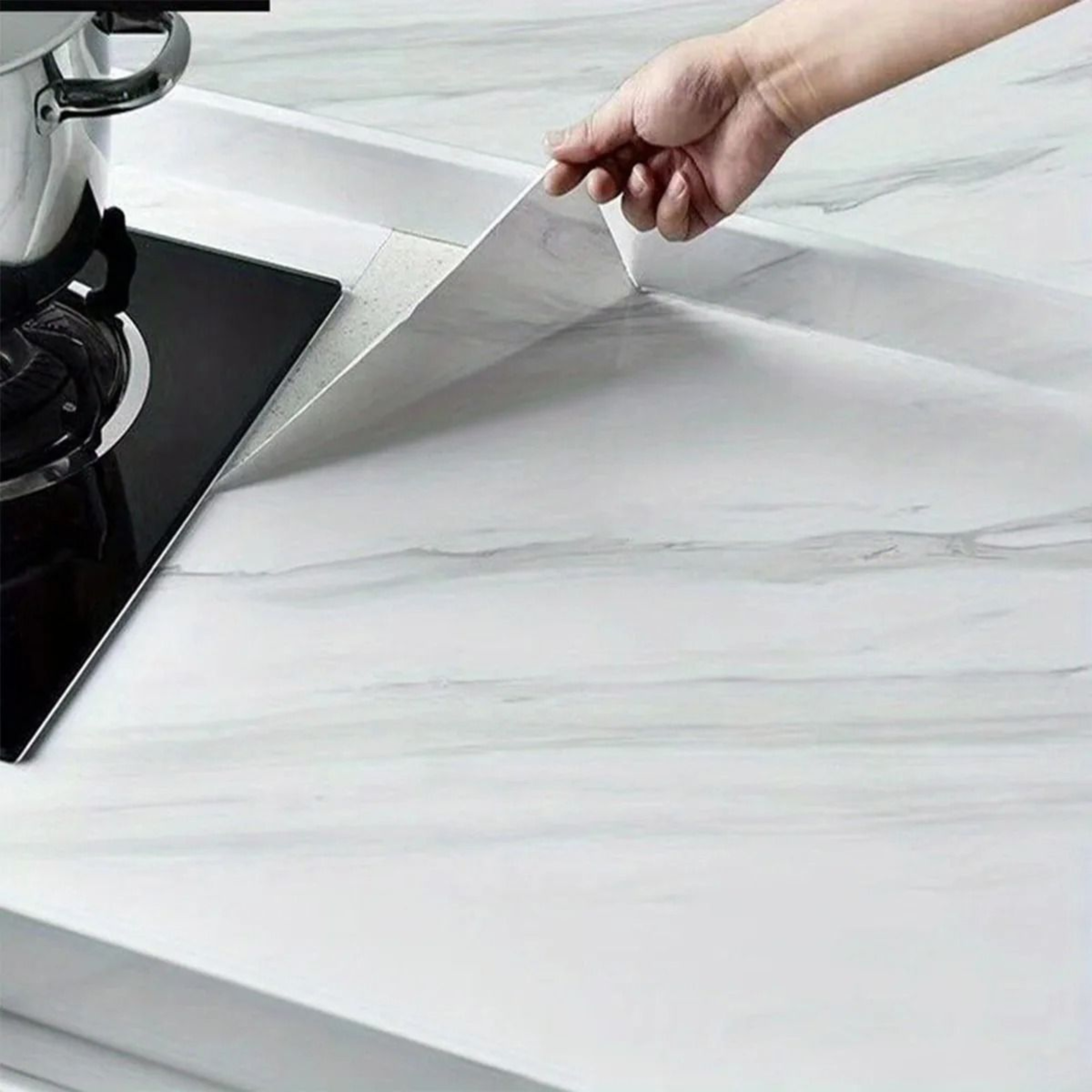 Glossy Black And White Marble Surface Wrap Oil Proof Heat Resistant Waterproof Self Adhesive Vinyl  1