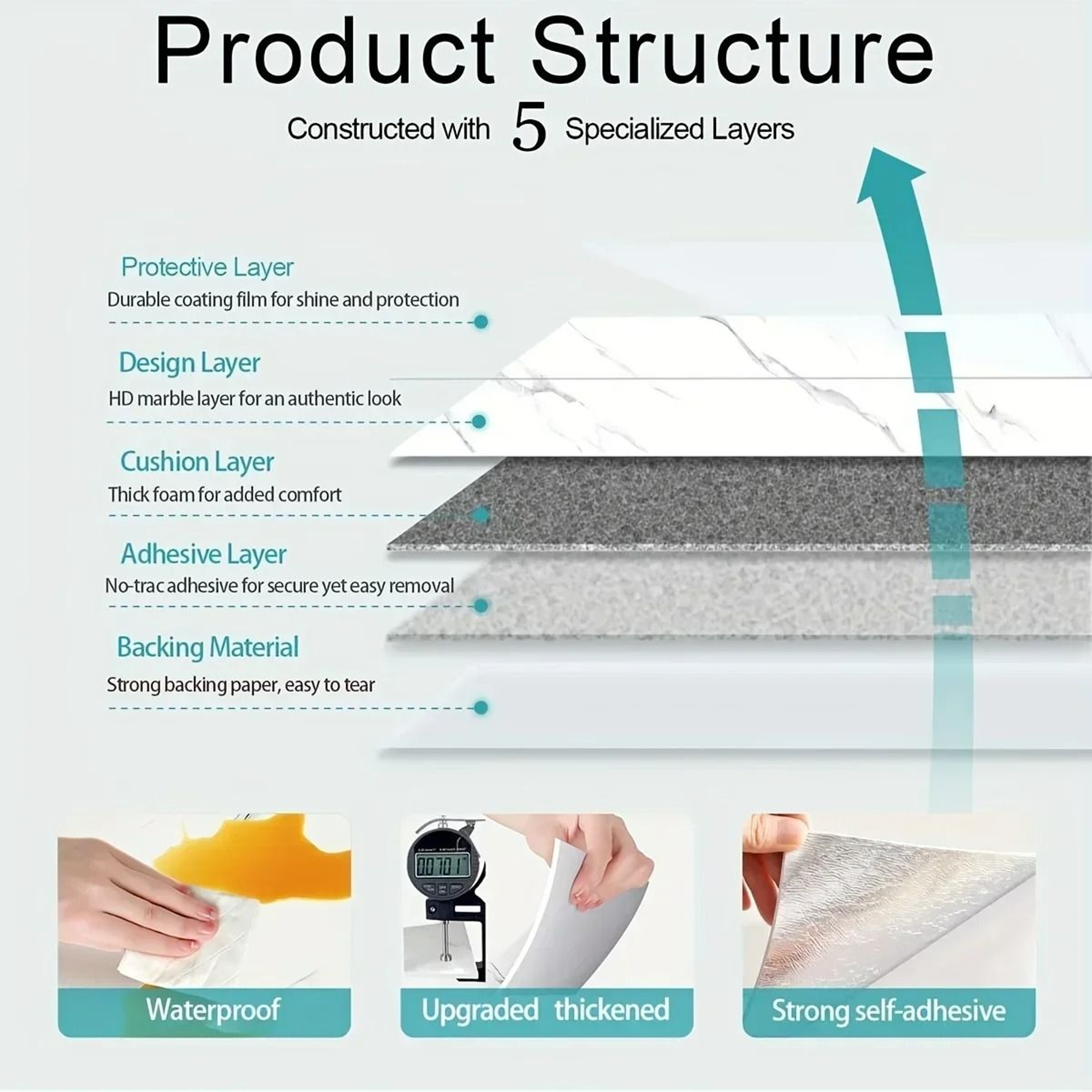 Thickened Architectural Stone Pattern Floor And Wall Vinyl Tiles Waterproof Self Adhesive Surface C 1