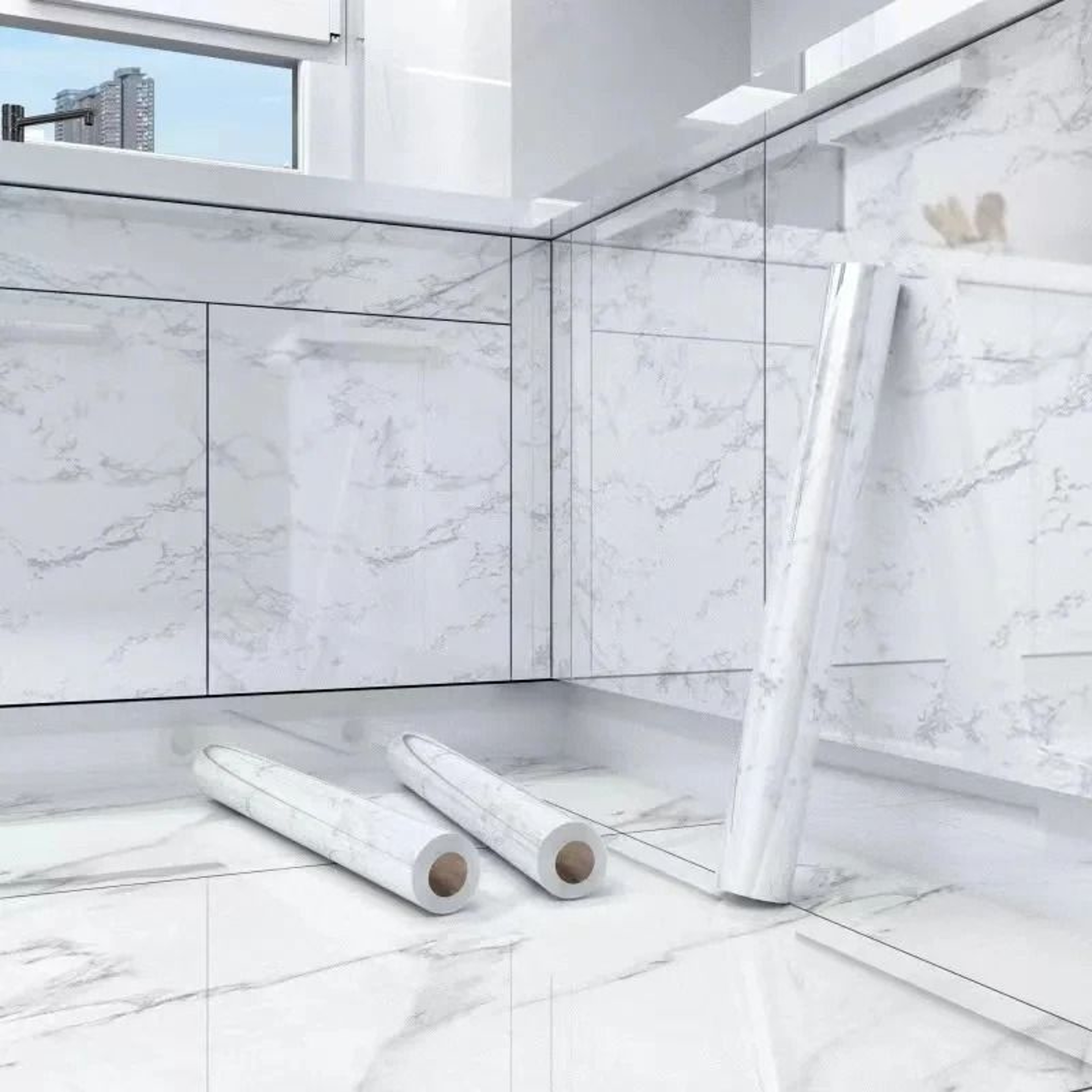 Waterproof Marble Surface Covering Oil Proof Self Adhesive Vinyl Countertop Film For Kitchen Cabine 1