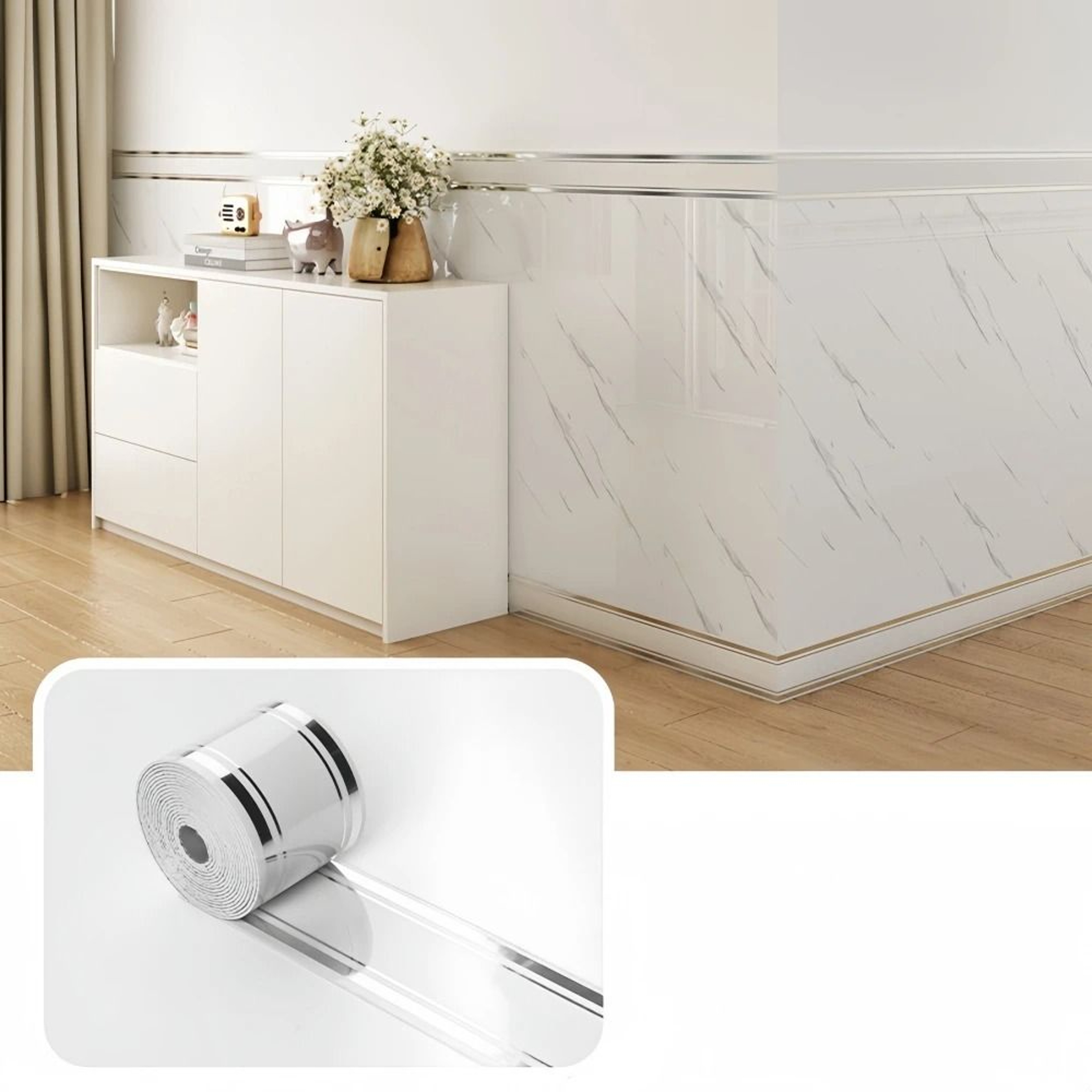 Glossy Stone Pattern Border Ribbon Waterproof Self Adhesive PVC Skirting Board And Window Sill Prot 15
