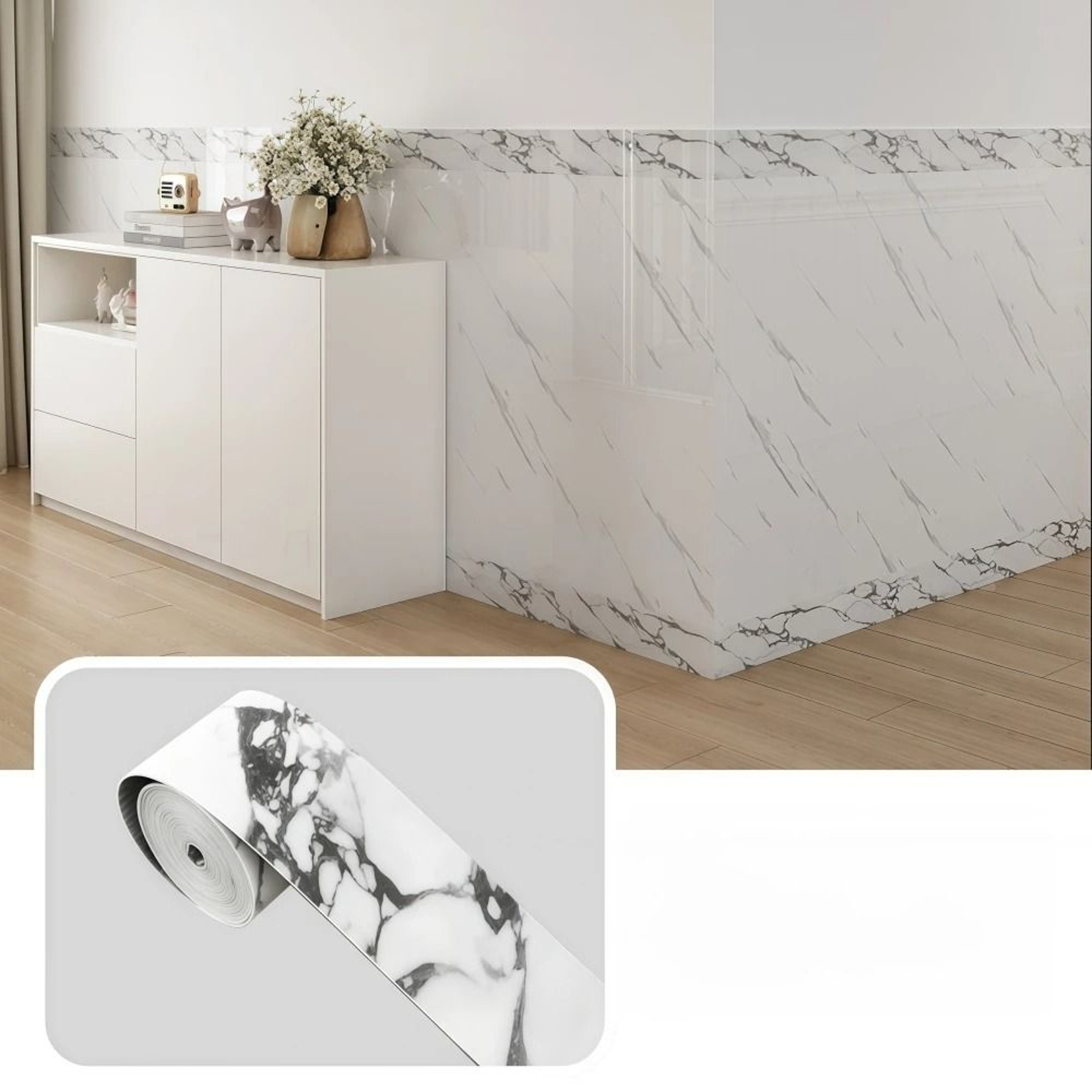 Glossy Stone Pattern Border Ribbon Waterproof Self Adhesive PVC Skirting Board And Window Sill Prot 14