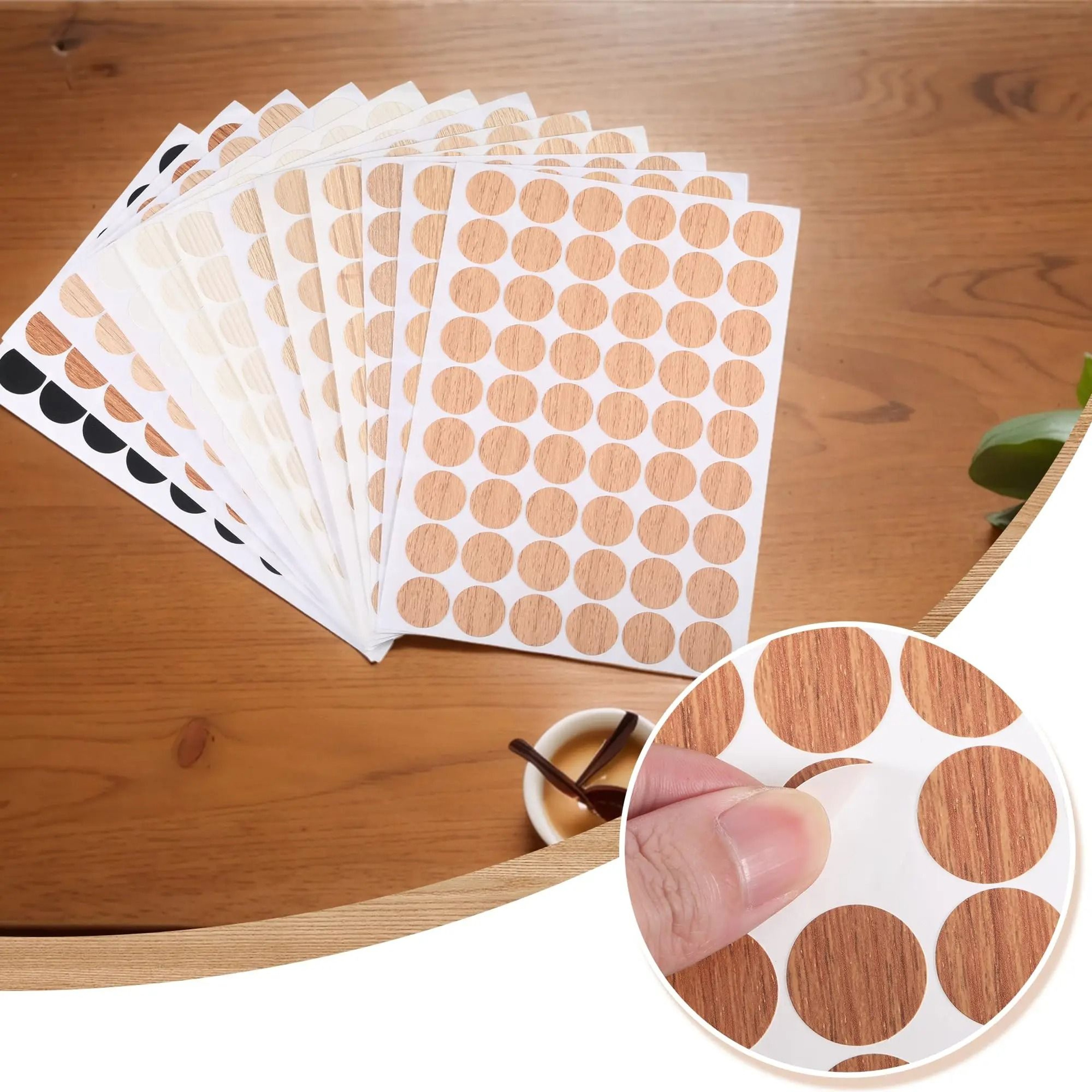 Self Adhesive Wooden Pattern Screw Hole Cover Stickers Furniture Cap Decals For Cabinets Desks And  1