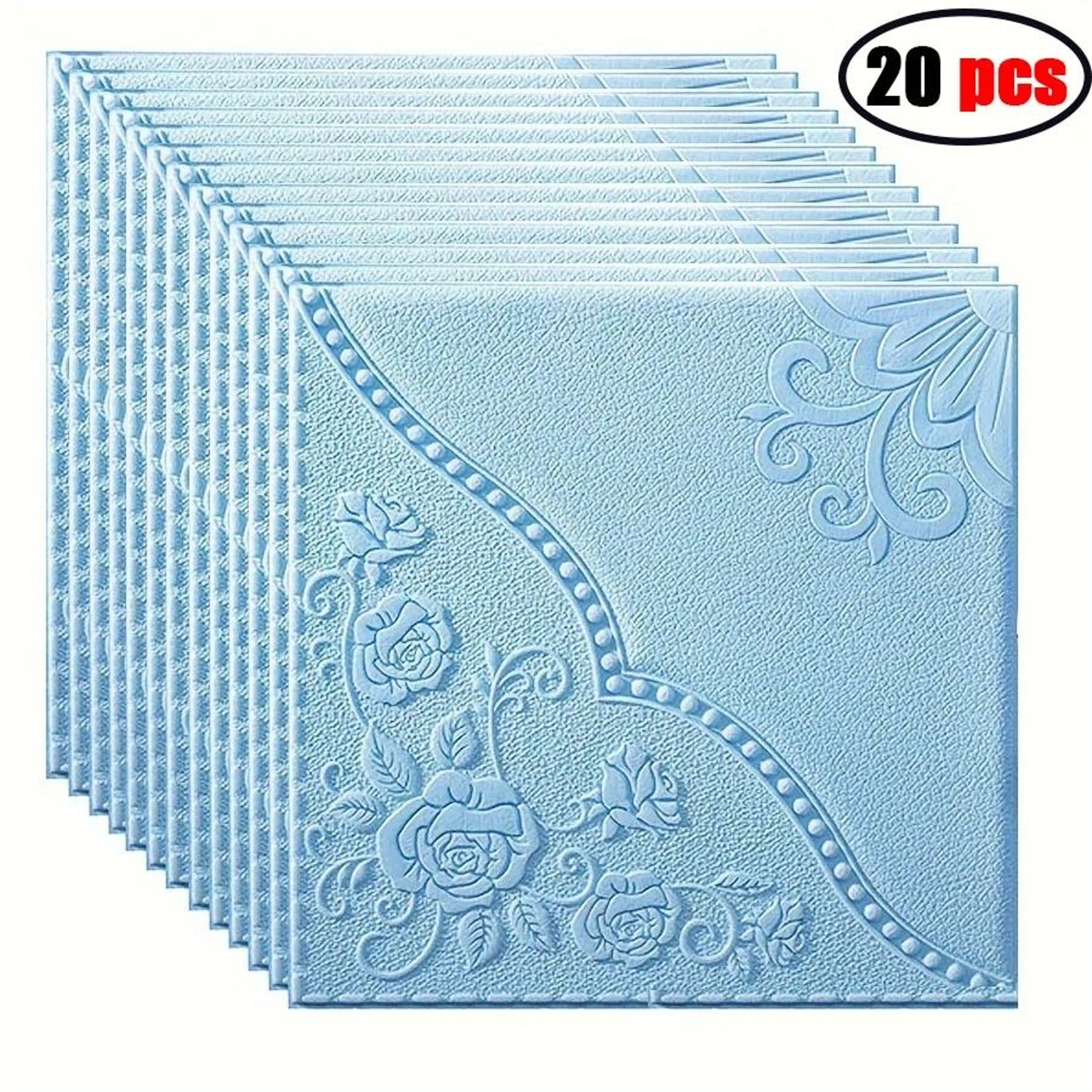 Carving Plum Blossom Pattern Surface Tiles Waterproof Heatproof Self Adhesive 3D Wall Stickers 7