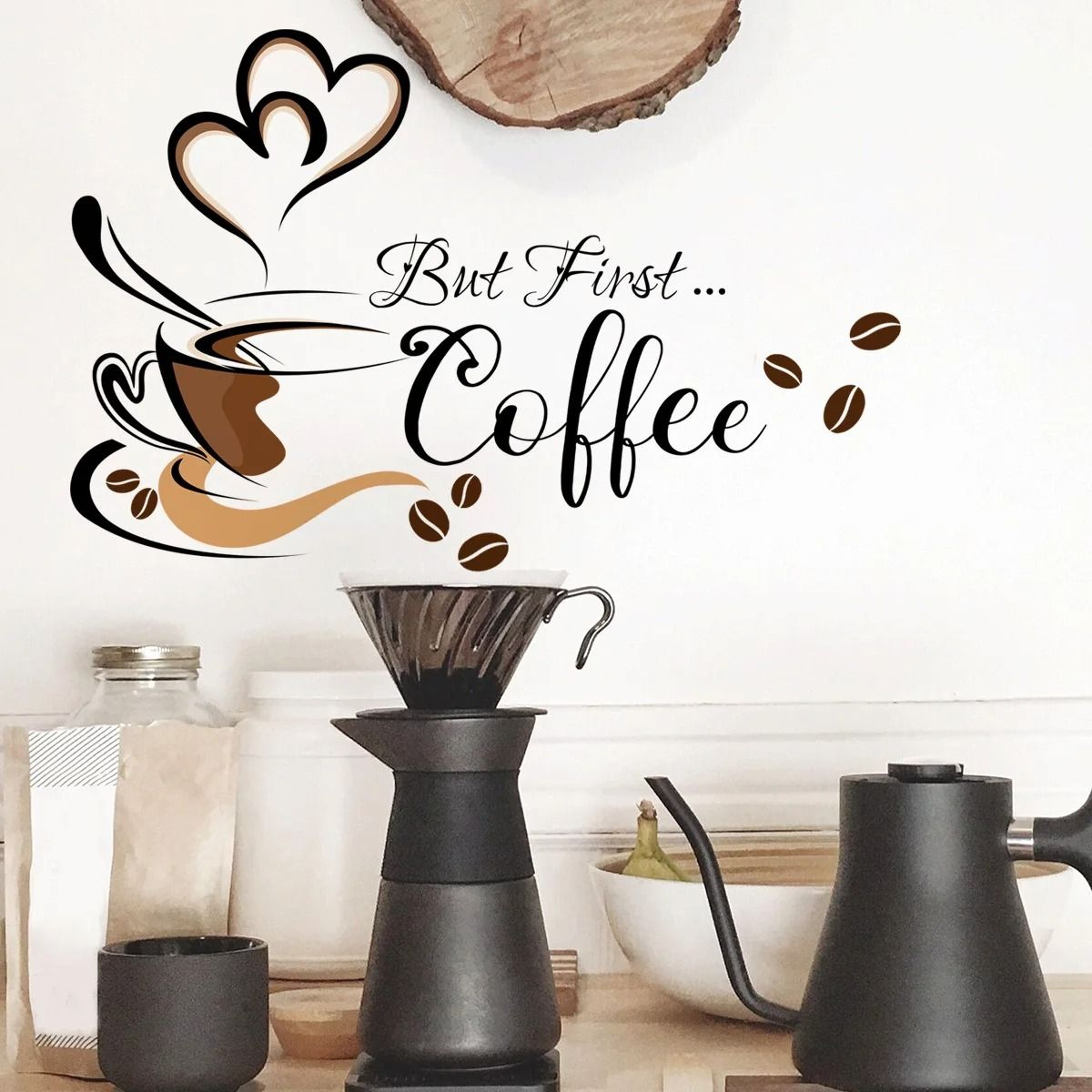 Creative Coffee Cup Pattern Wall Decal Self Adhesive Vinyl Mural For Cafe Kitchen And Dining Area 2