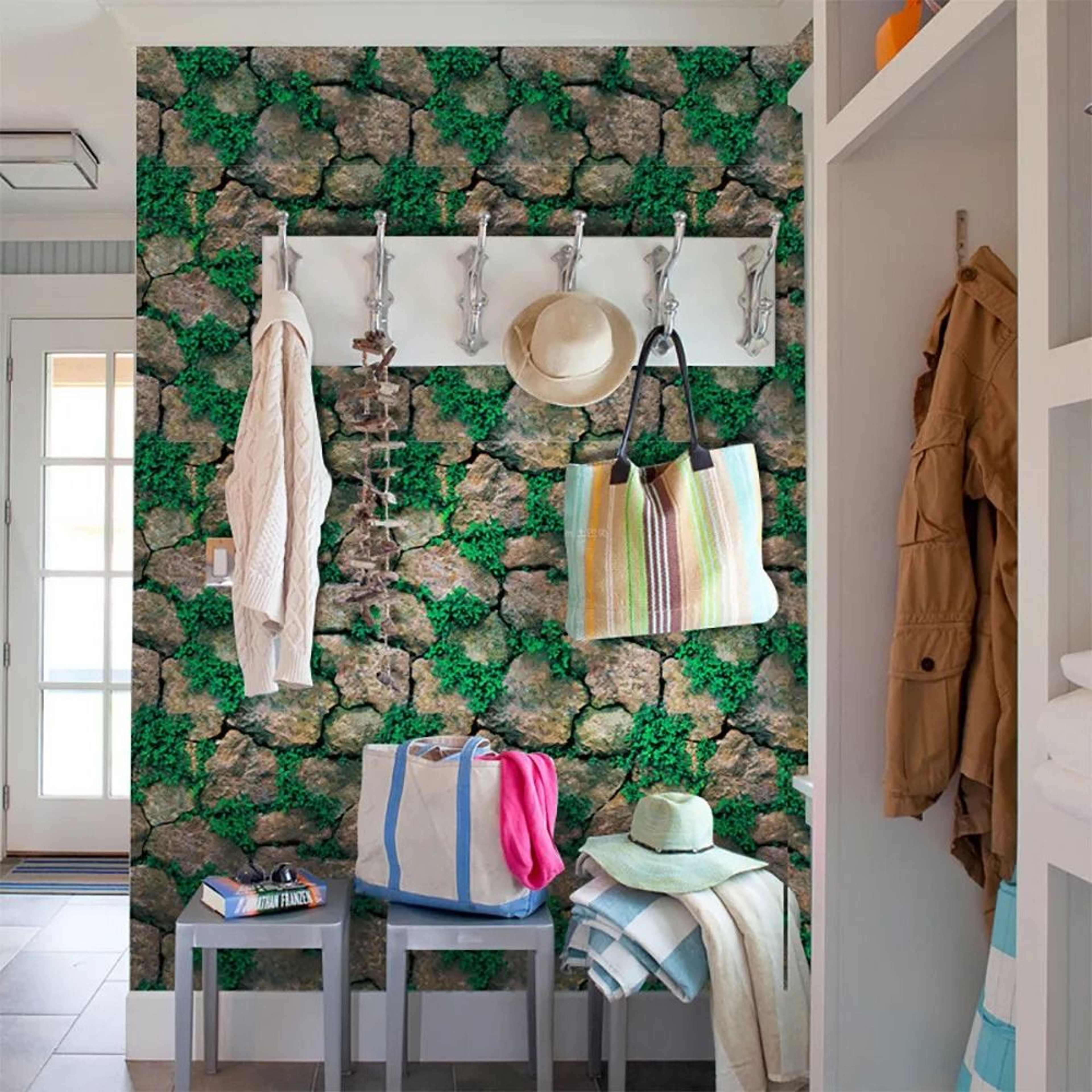 Rustic Brick Stone Pattern Surface Roll Waterproof Self Adhesive 3D Wallpaper 1