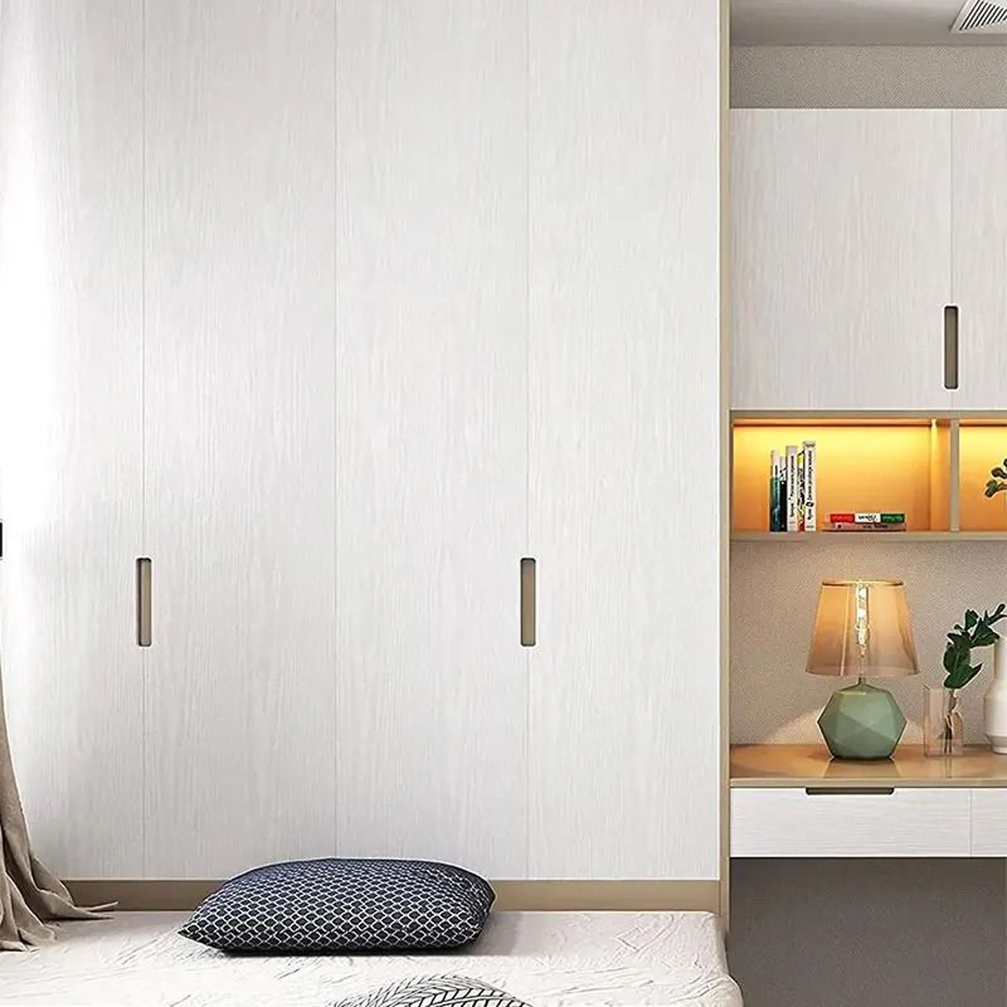 White Wood Grain Pattern Surface Roll Waterproof Self Adhesive Vinyl Contact Paper 1