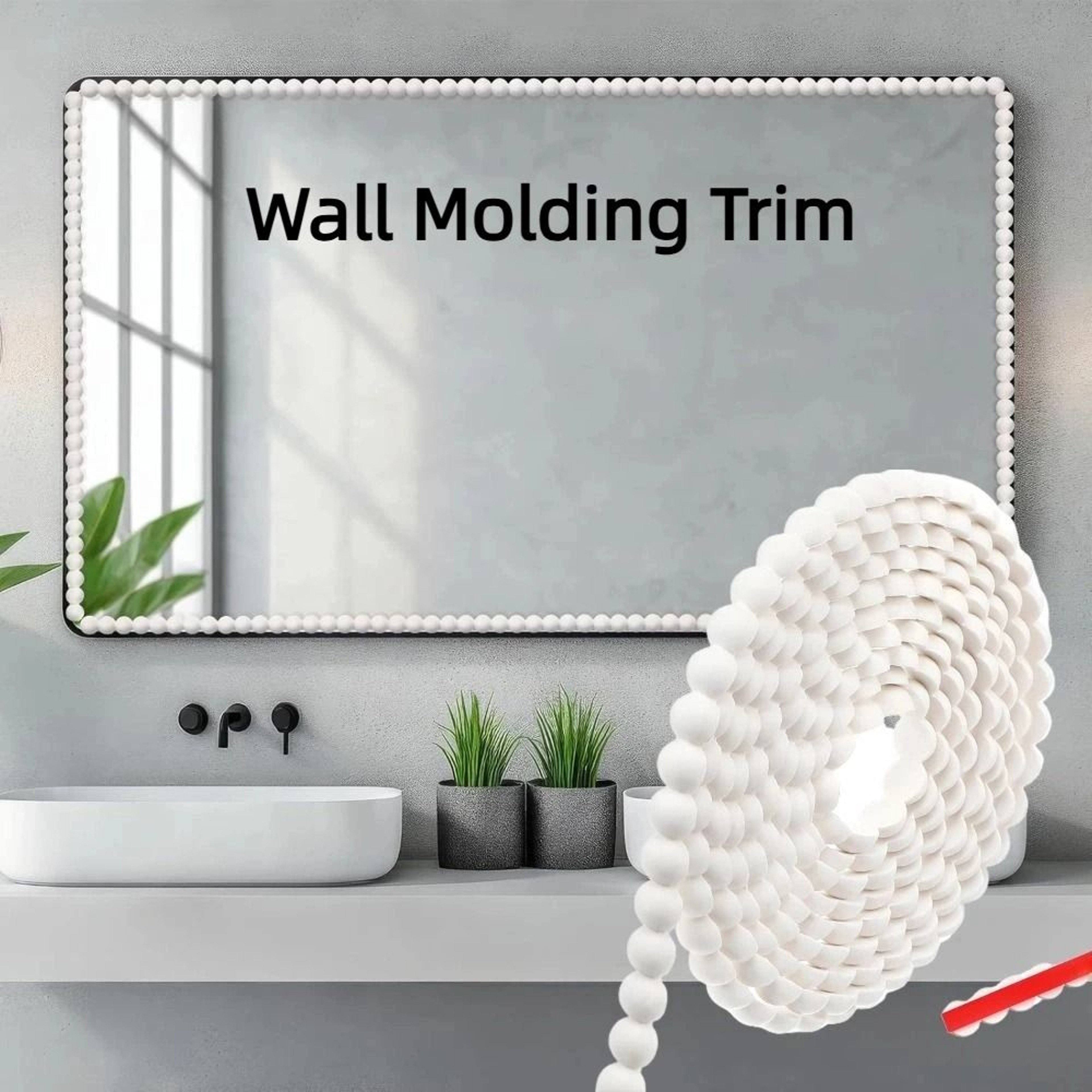 Flexible Paintable Wall Molding Trim Edge Strip Self Adhesive Flat Baseboard Accent 0