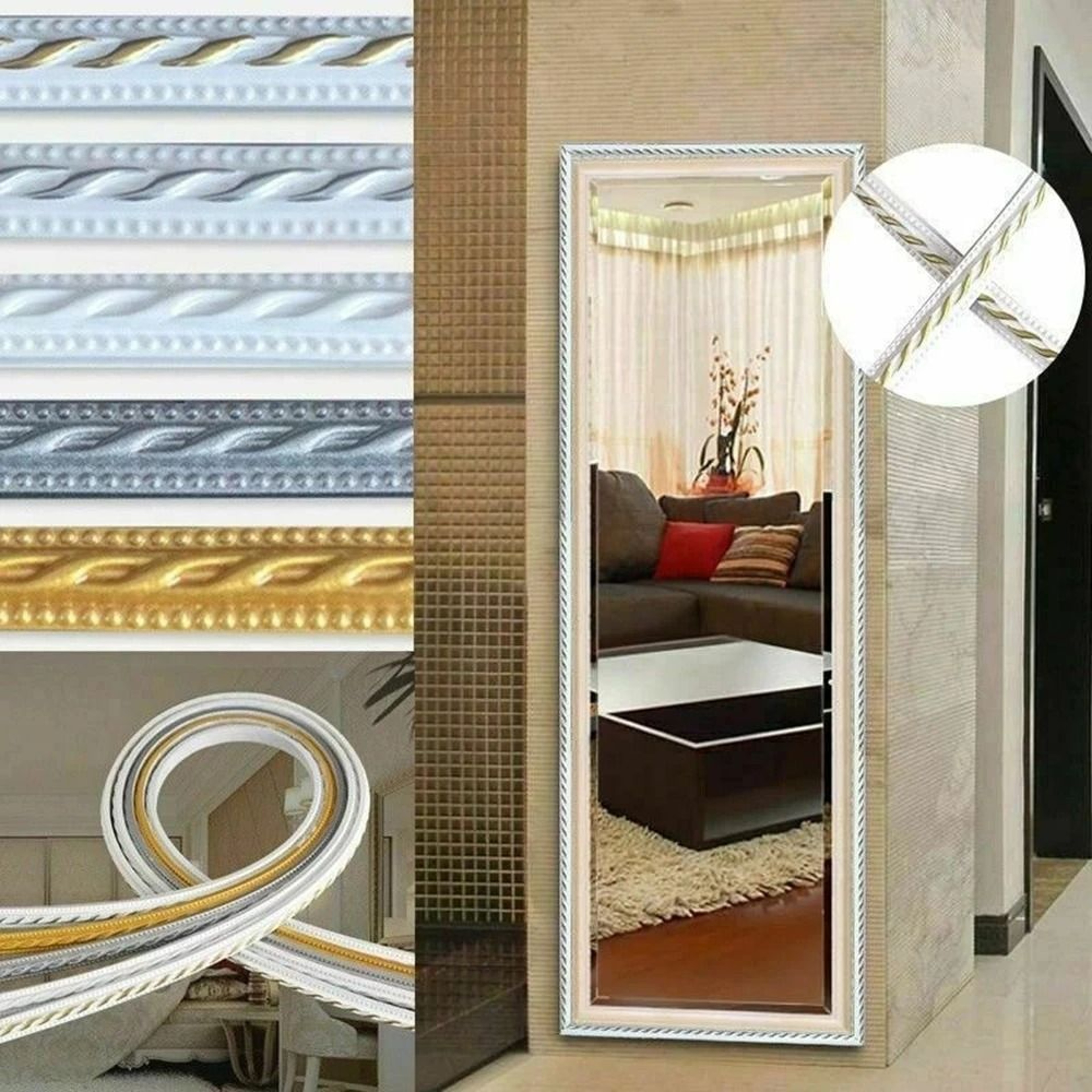 Faux Embossed Surface Roll Waterproof Self Adhesive Trim Strip Skirting Border 3