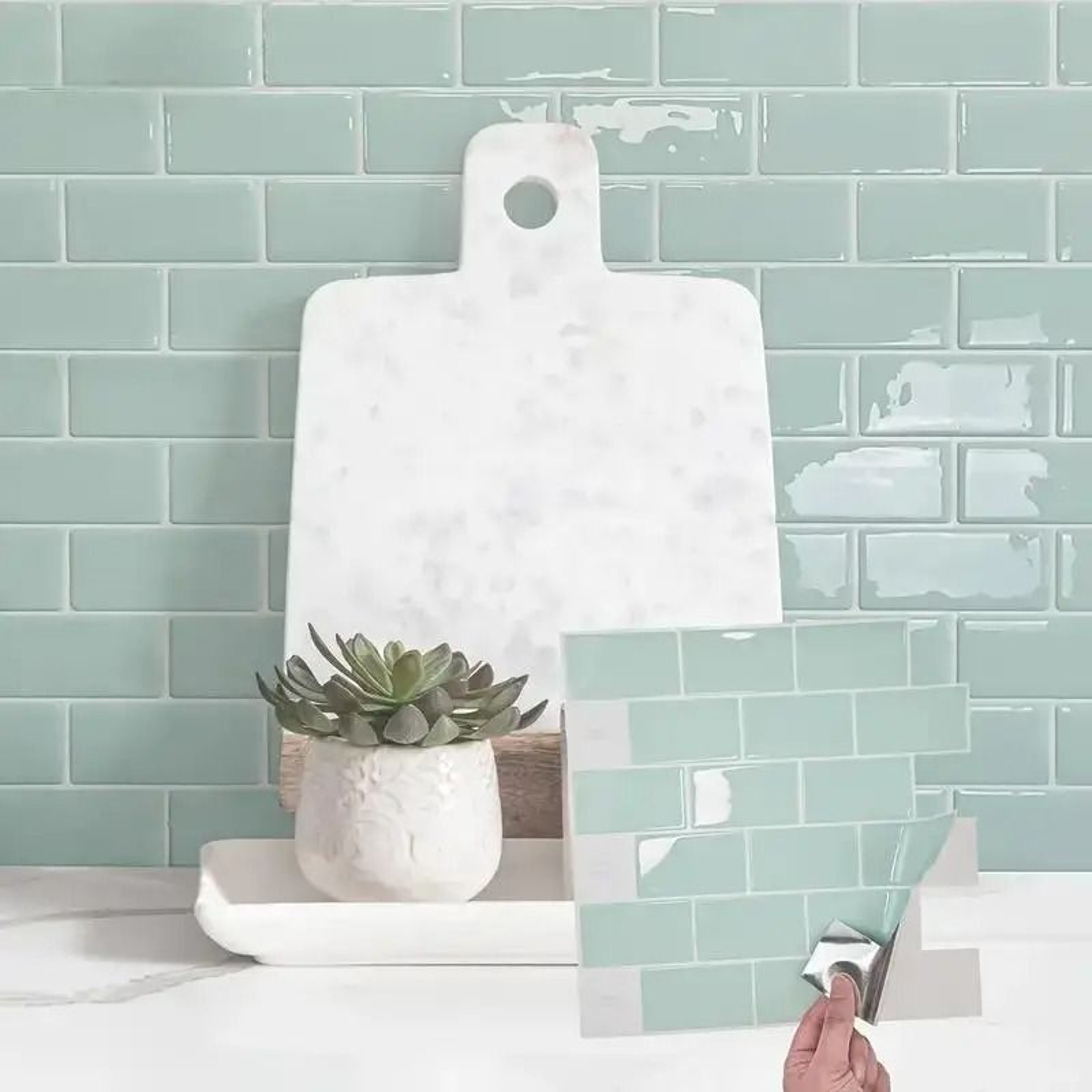 Heat Resistant Surface Panels Waterproof Self Adhesive Kitchen Backsplash Wall Tile Stickers 4