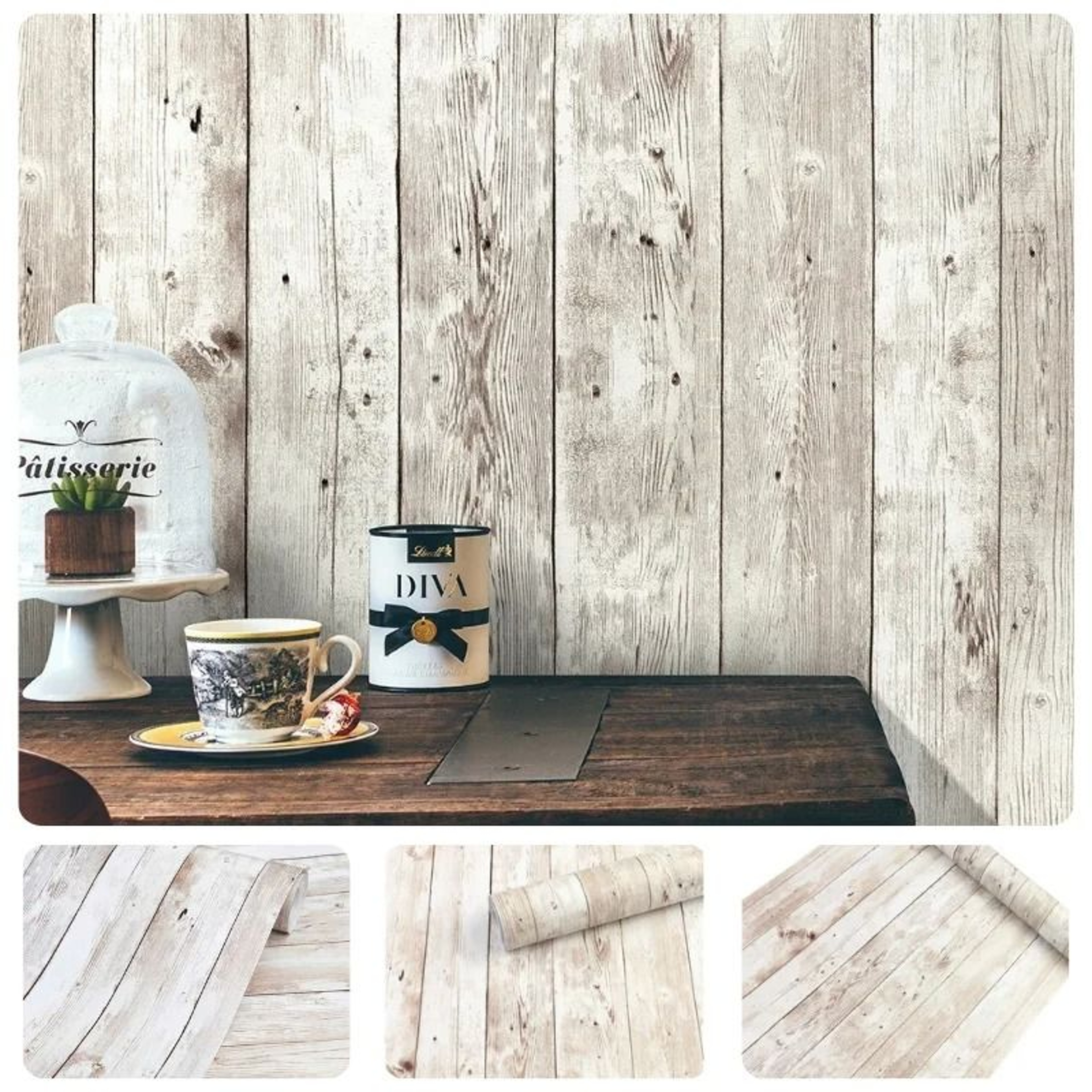 Retro Wood Grain Pattern Surface Roll Waterproof Self Adhesive Vinyl Wallpaper Cabinet Film 1