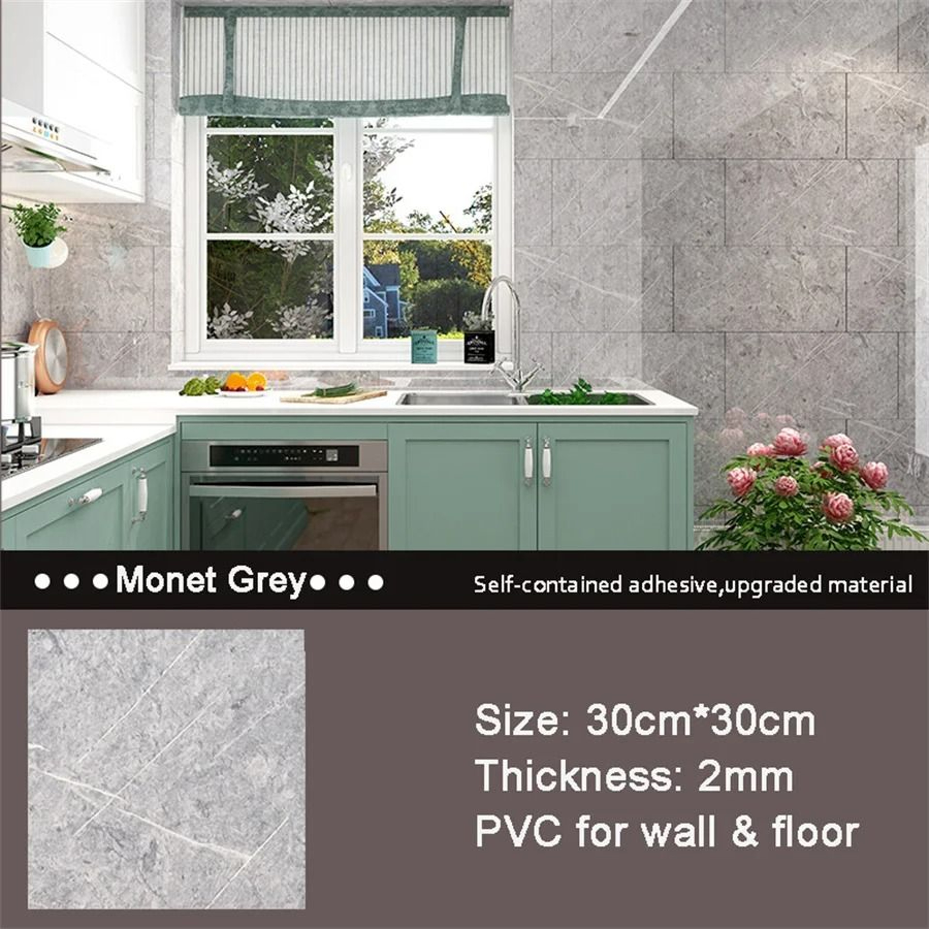 Imitation Marble Pattern PVC Self Adhesive Waterproof Floor Tile Stickers Pack 11