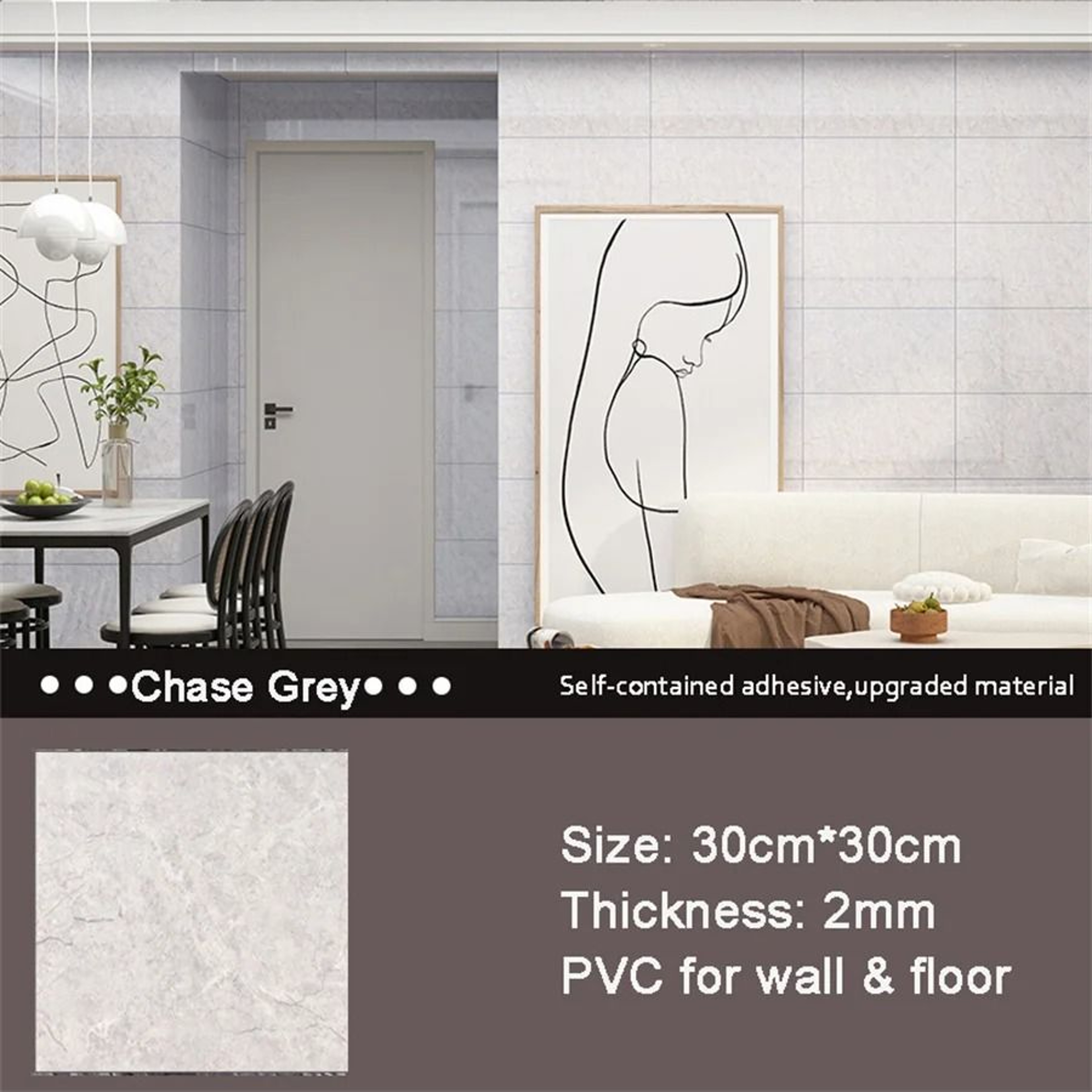 Imitation Marble Pattern PVC Self Adhesive Waterproof Floor Tile Stickers Pack 14