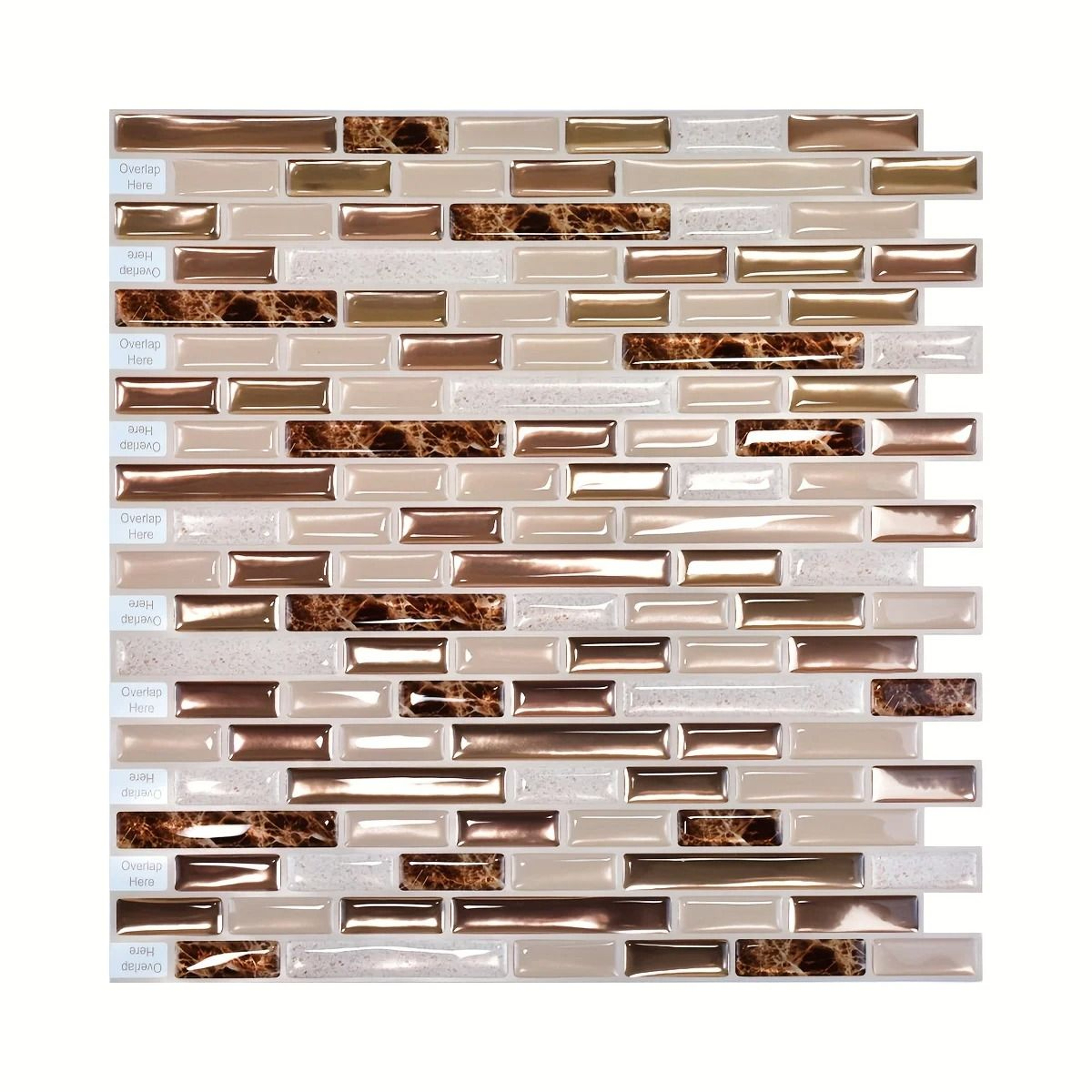 Gold Mosaic Pattern Self Adhesive Waterproof Kitchen Backsplash Wall Tile Pack 5