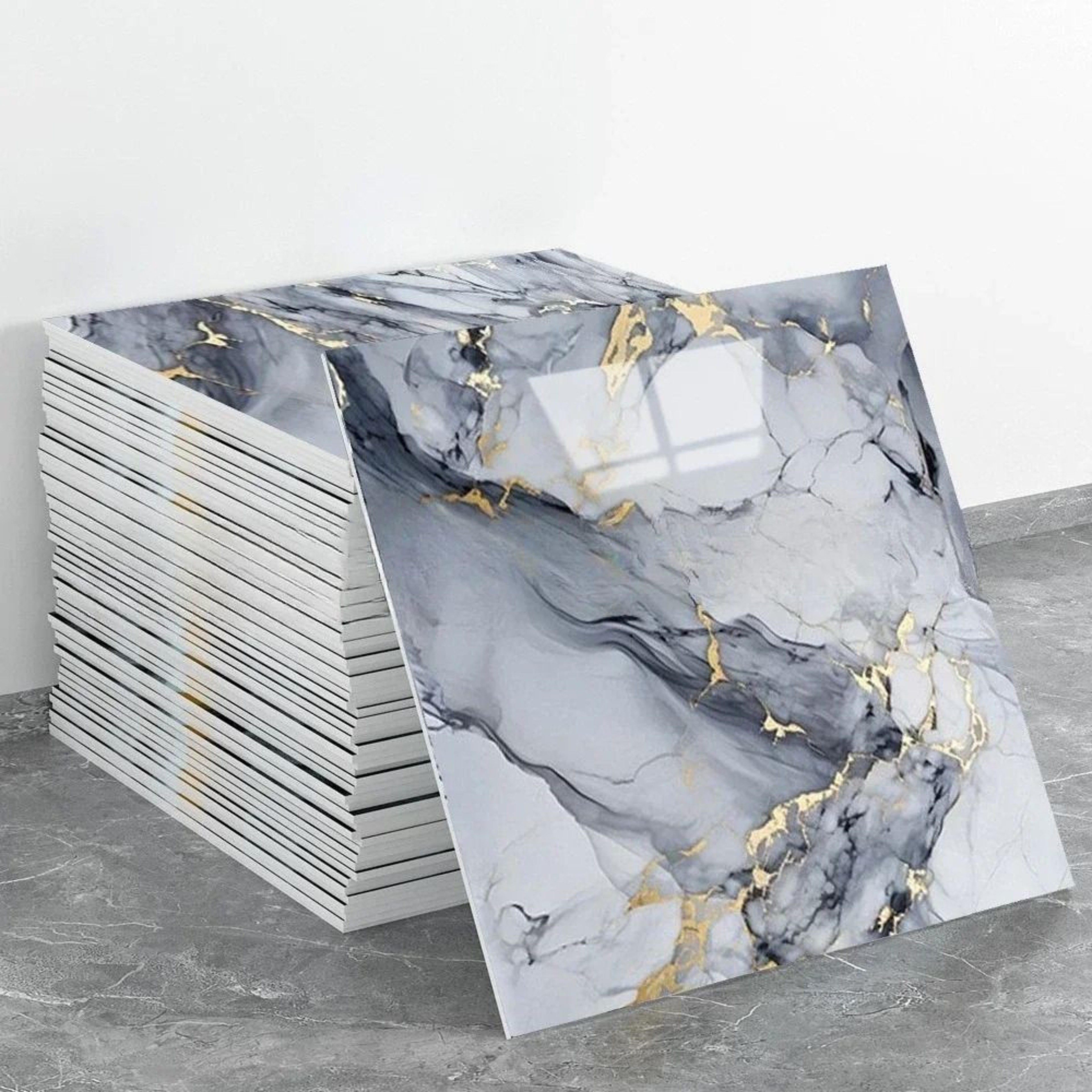 3D Marble Pattern Self Adhesive Waterproof Tile Wall Stickers Pack 11