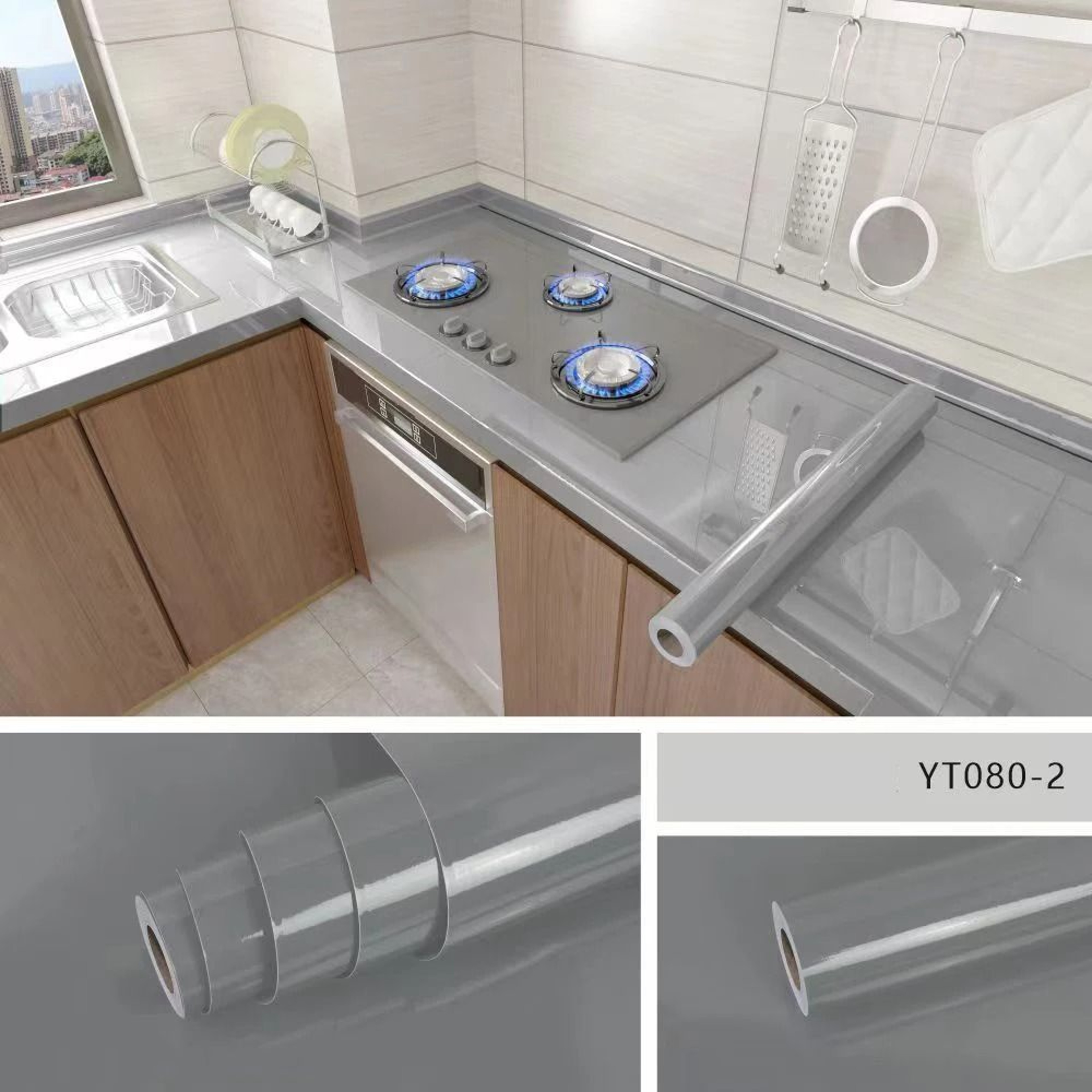 High Gloss Marble Kitchen Surface Protection Contact Film Roll 19