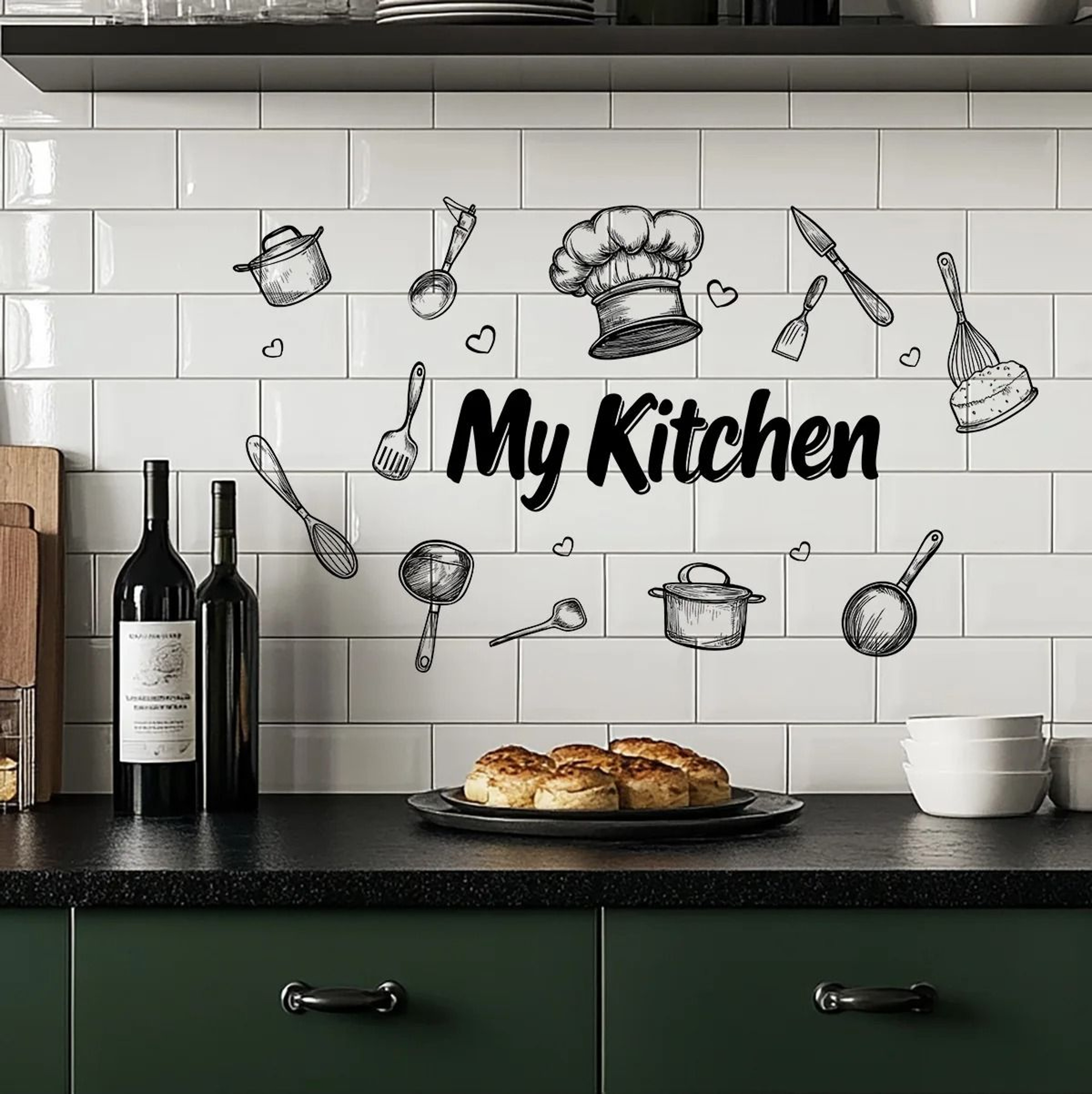 Creative Kitchen Utensils Pattern Graphic Wall Accent Vinyl Decal 5