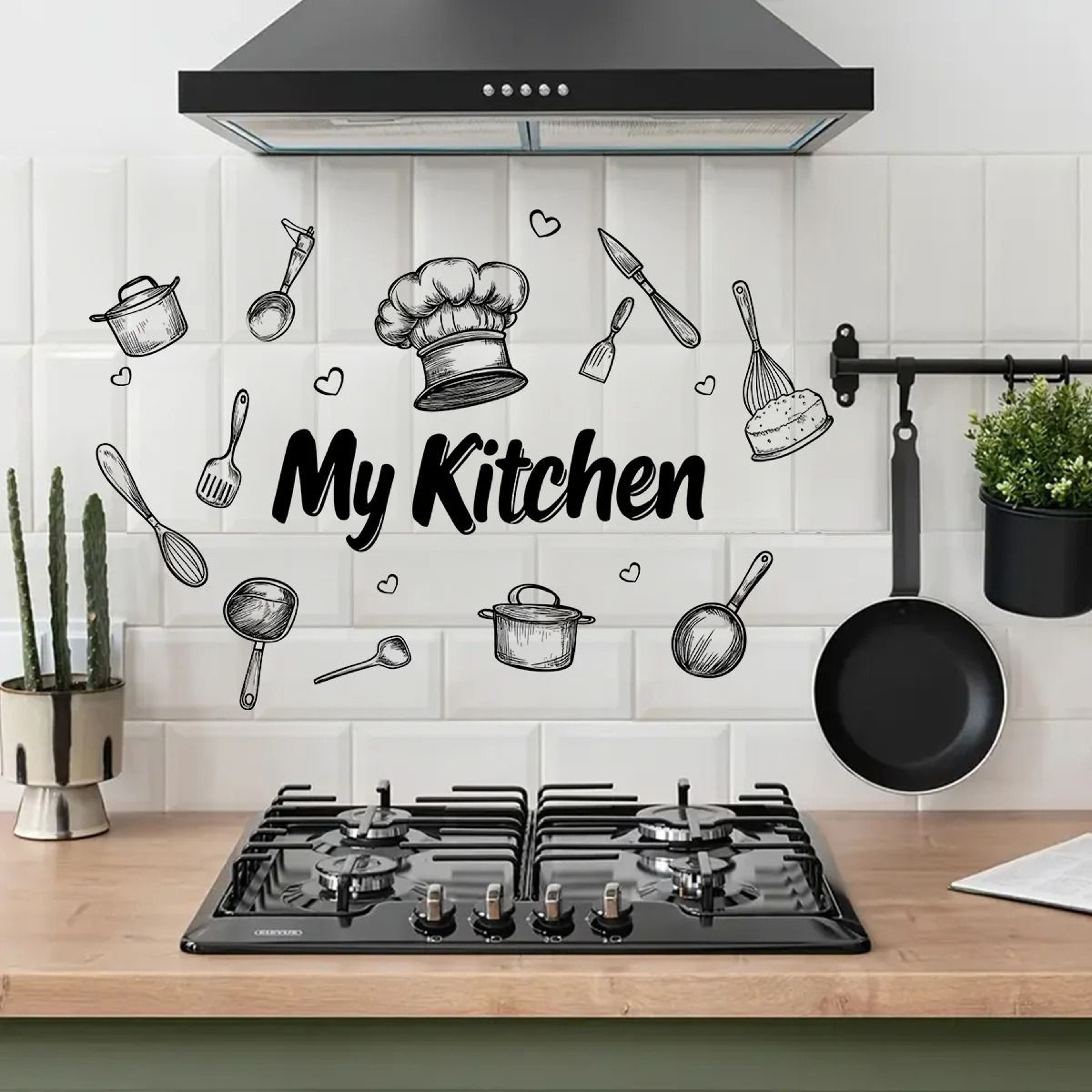Creative Kitchen Utensils Pattern Graphic Wall Accent Vinyl Decal 2