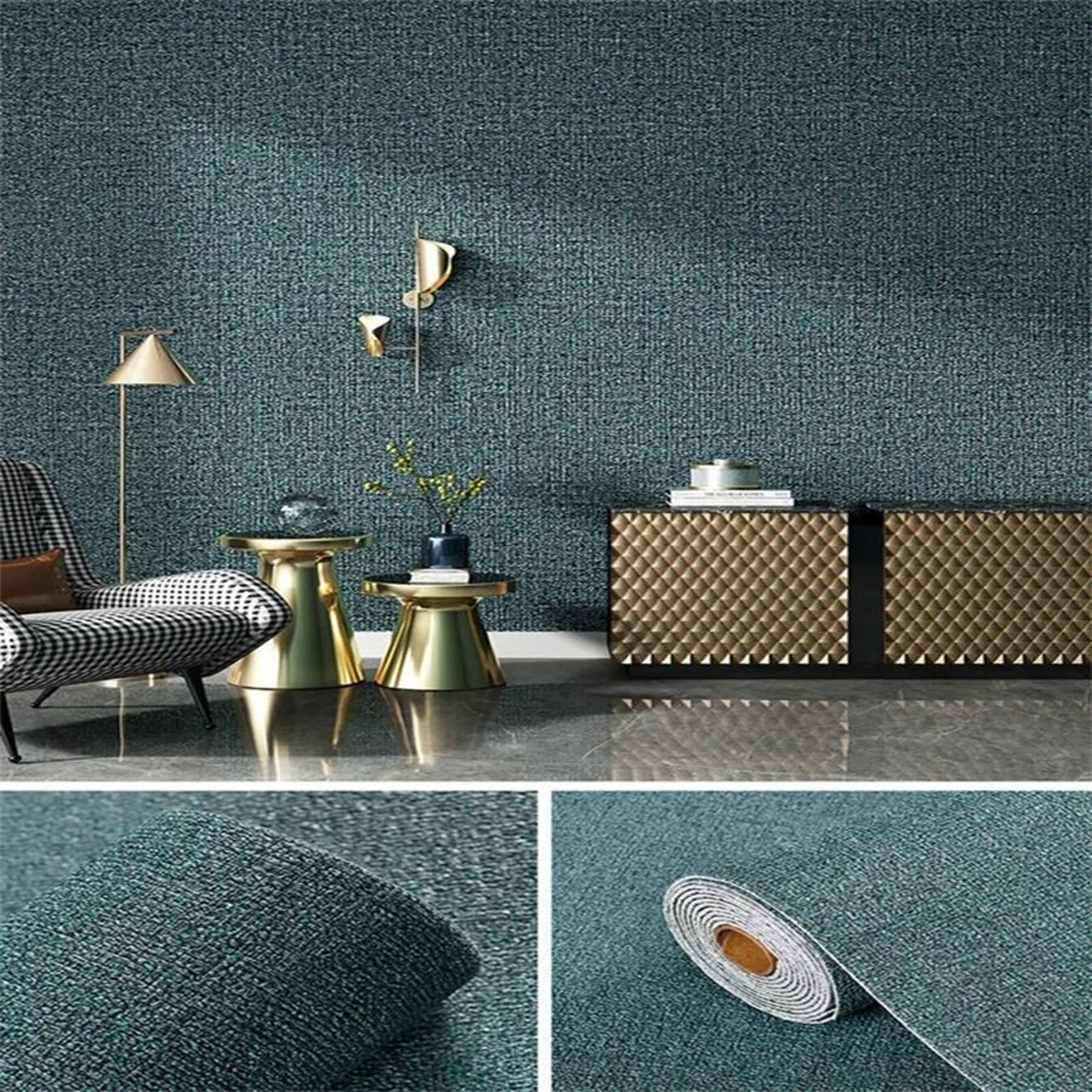 Thickened Linen Textured Self Adhesive Waterproof Foam Wall Covering Roll 14