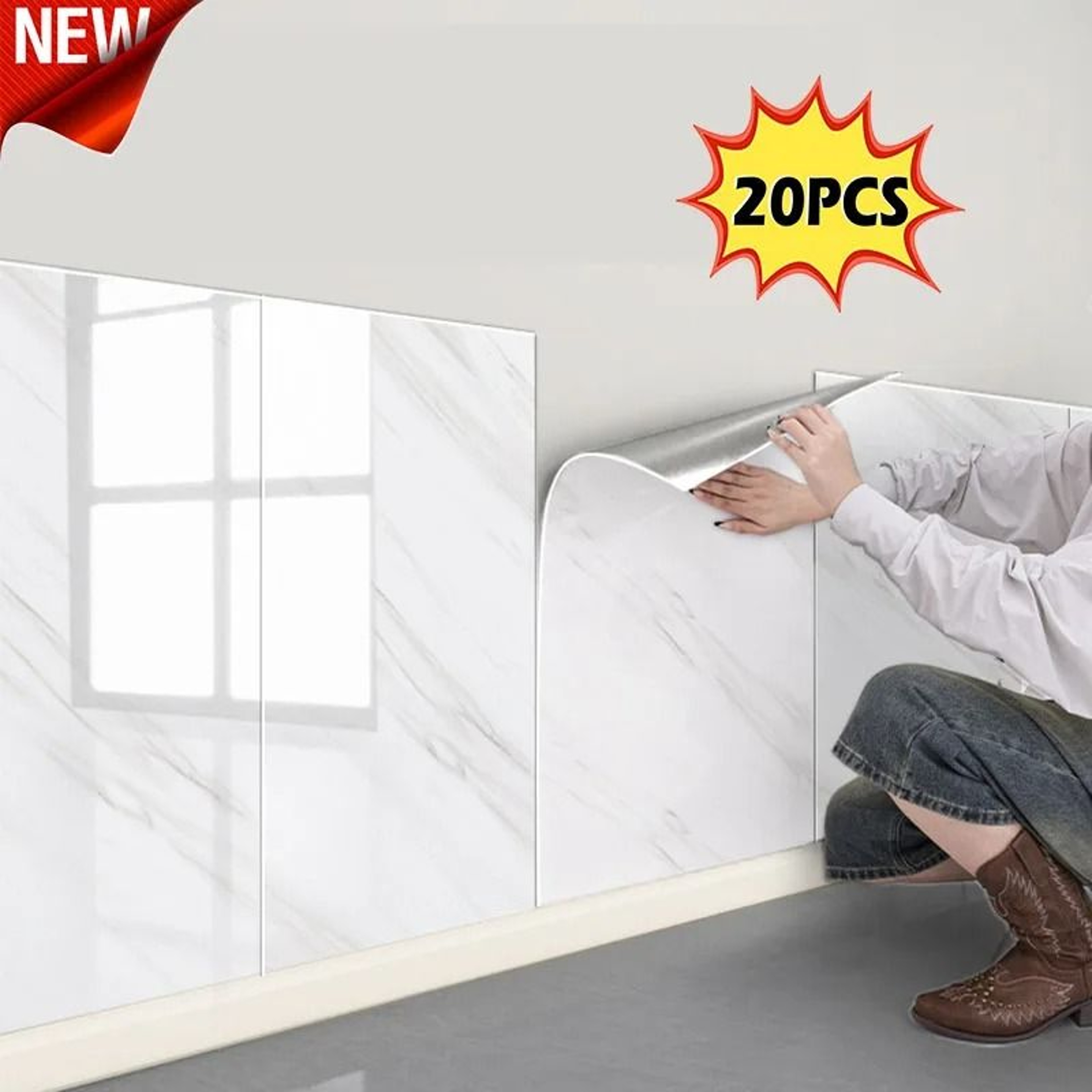 Moisture Proof Tile Pattern Adhesive Bathroom Wall Panel 0