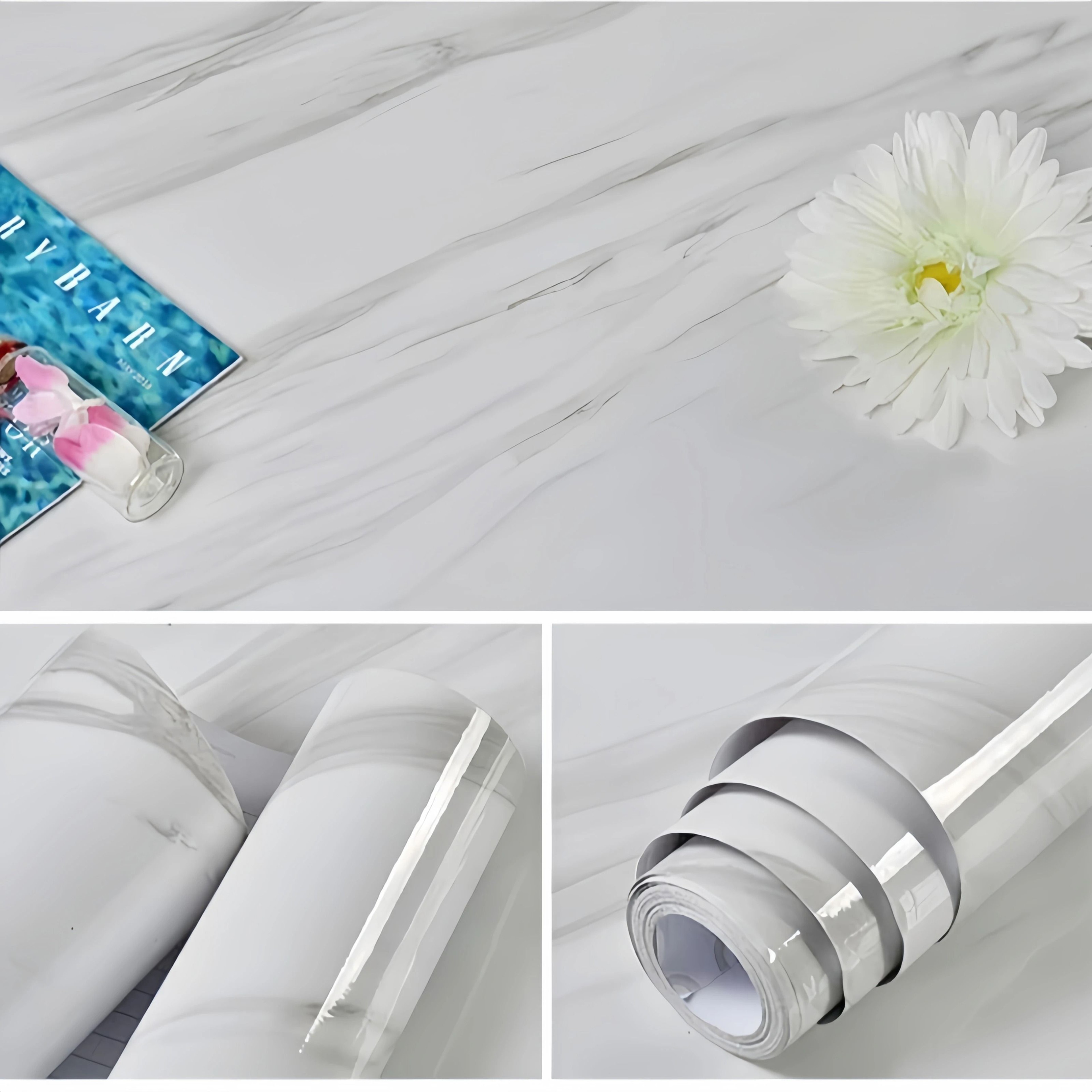 High Temperature Resistant Gloss White Waterproof Self Adhesive Wallpaper Roll 3
