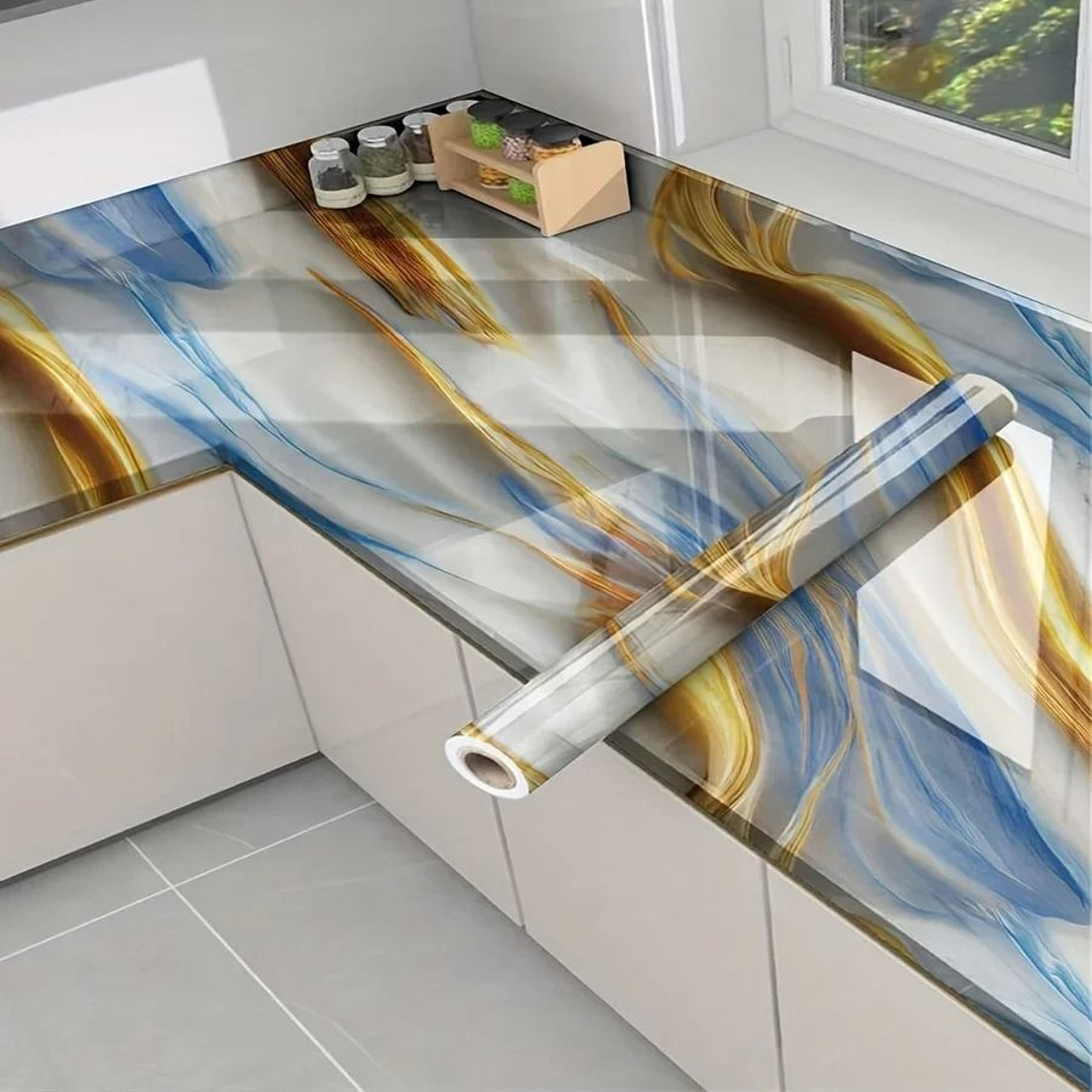 Marble Pattern Self Adhesive Wallpaper And Surface Renovating Contact Film Roll 4