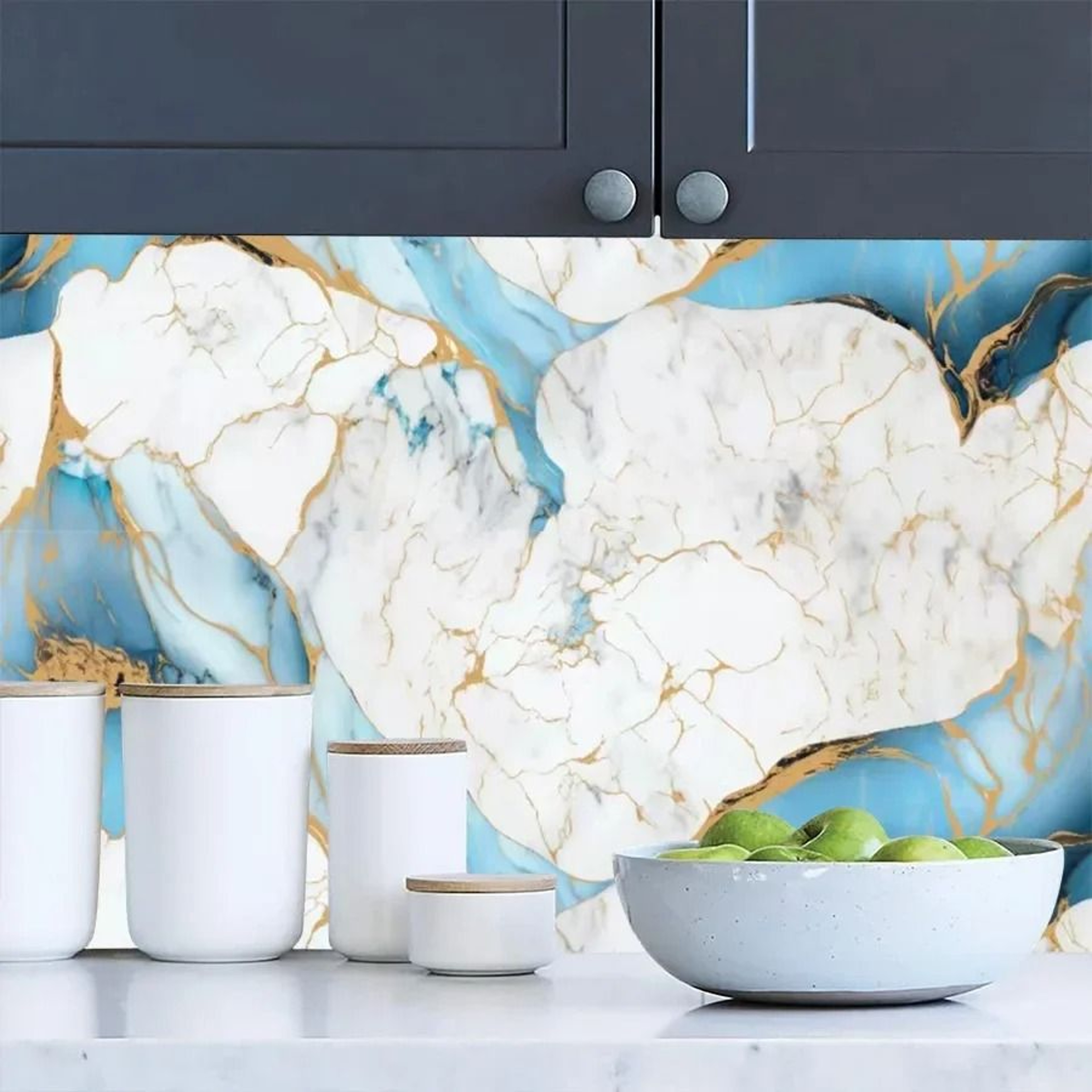 Marble Patterned Kitchen And Dining Room Waterproof Oil Resistant Contact Wallpaper Roll 4
