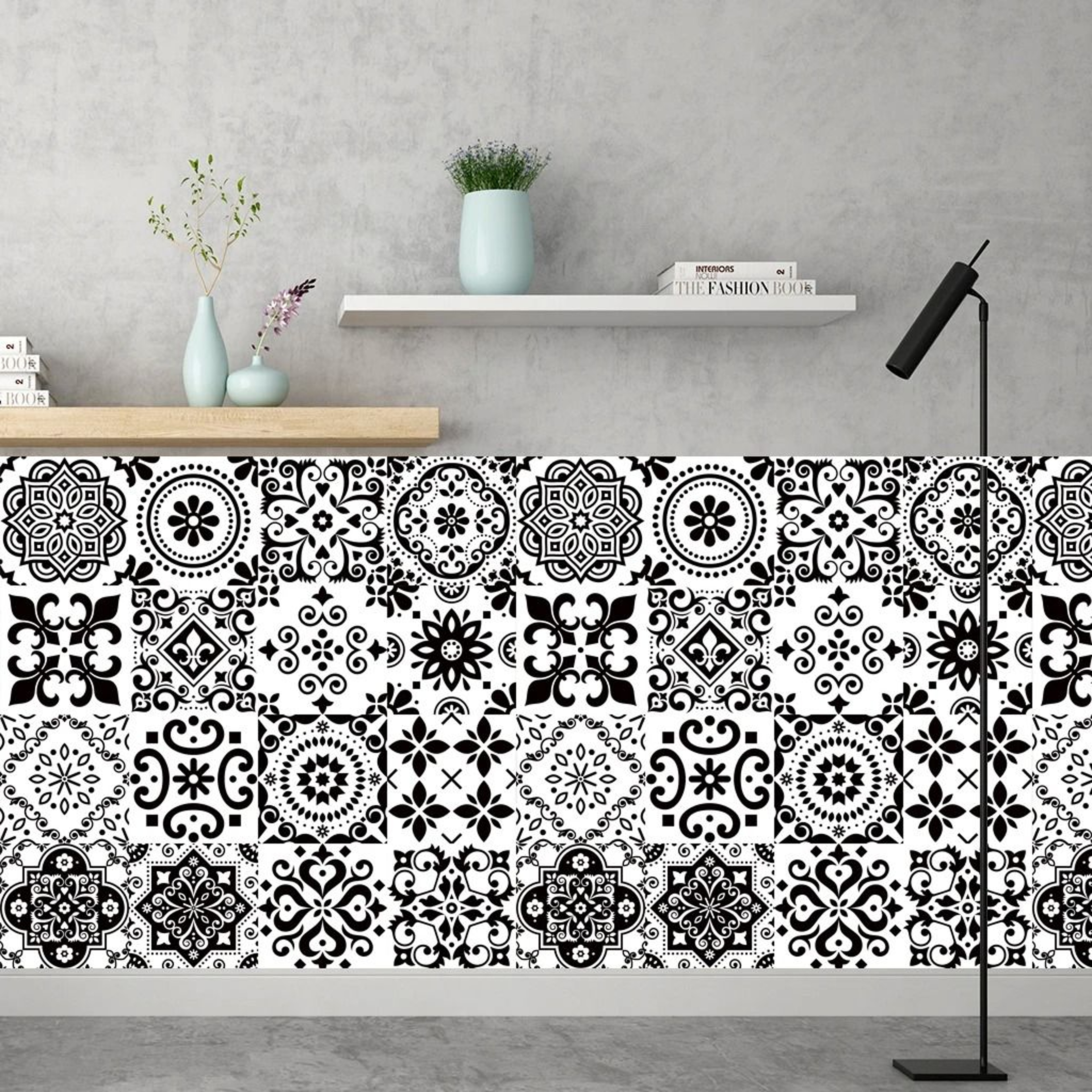 16 Piece Matte Waterproof Tile Pattern Wall and Floor Sticker Set – view 6