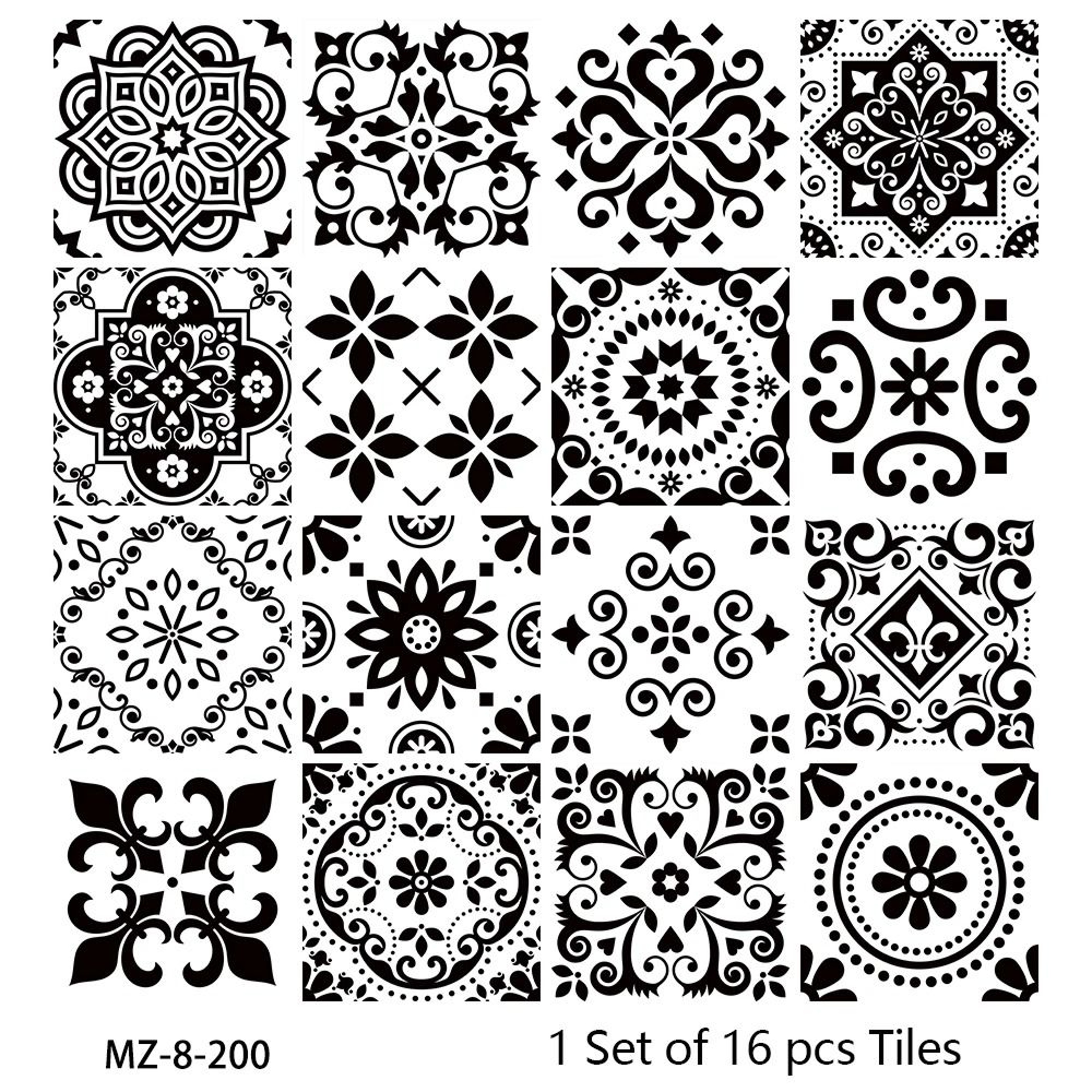 16 Piece Matte Waterproof Tile Pattern Wall And Floor Sticker Set 8