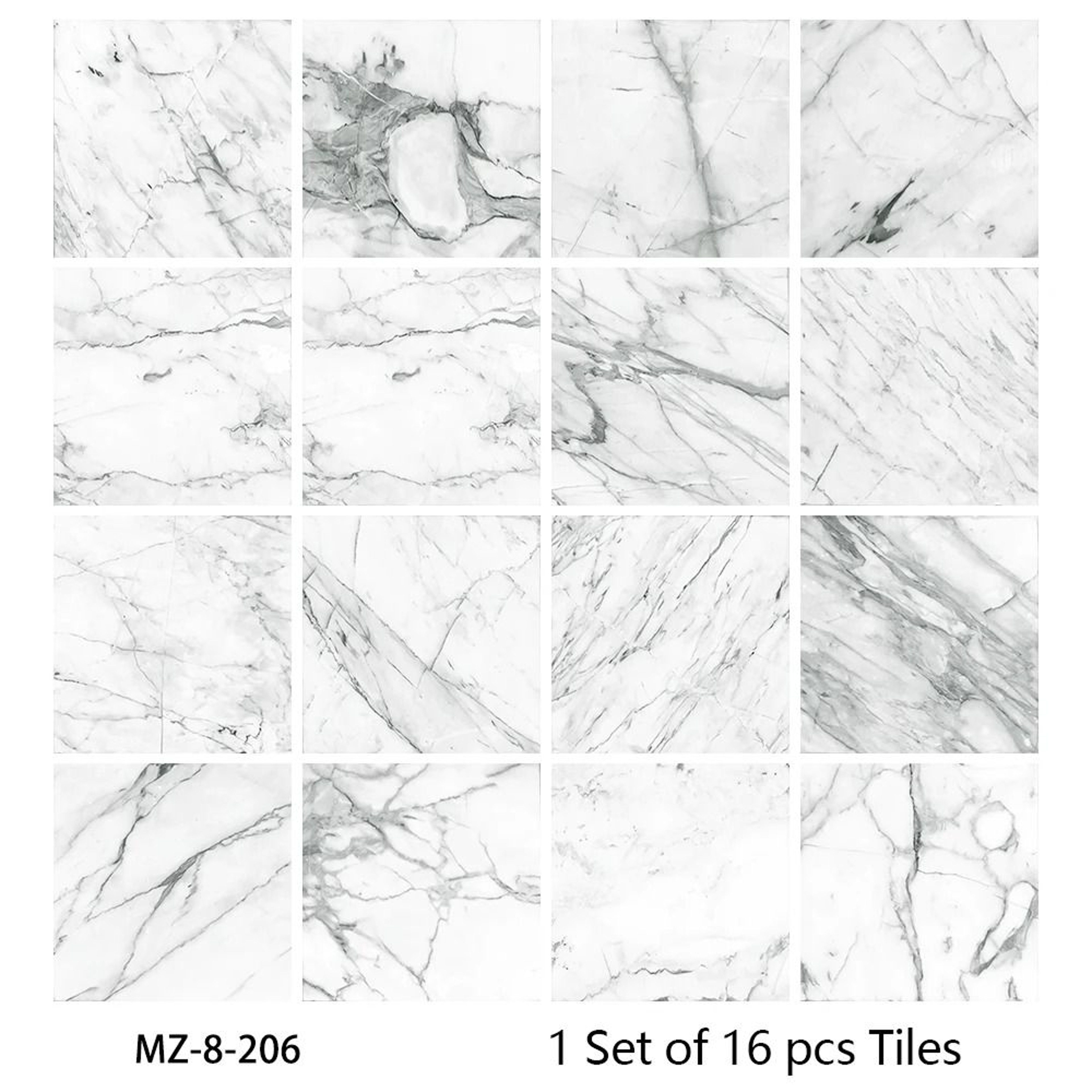 16 Piece Matte Waterproof Tile Pattern Wall And Floor Sticker Set 22