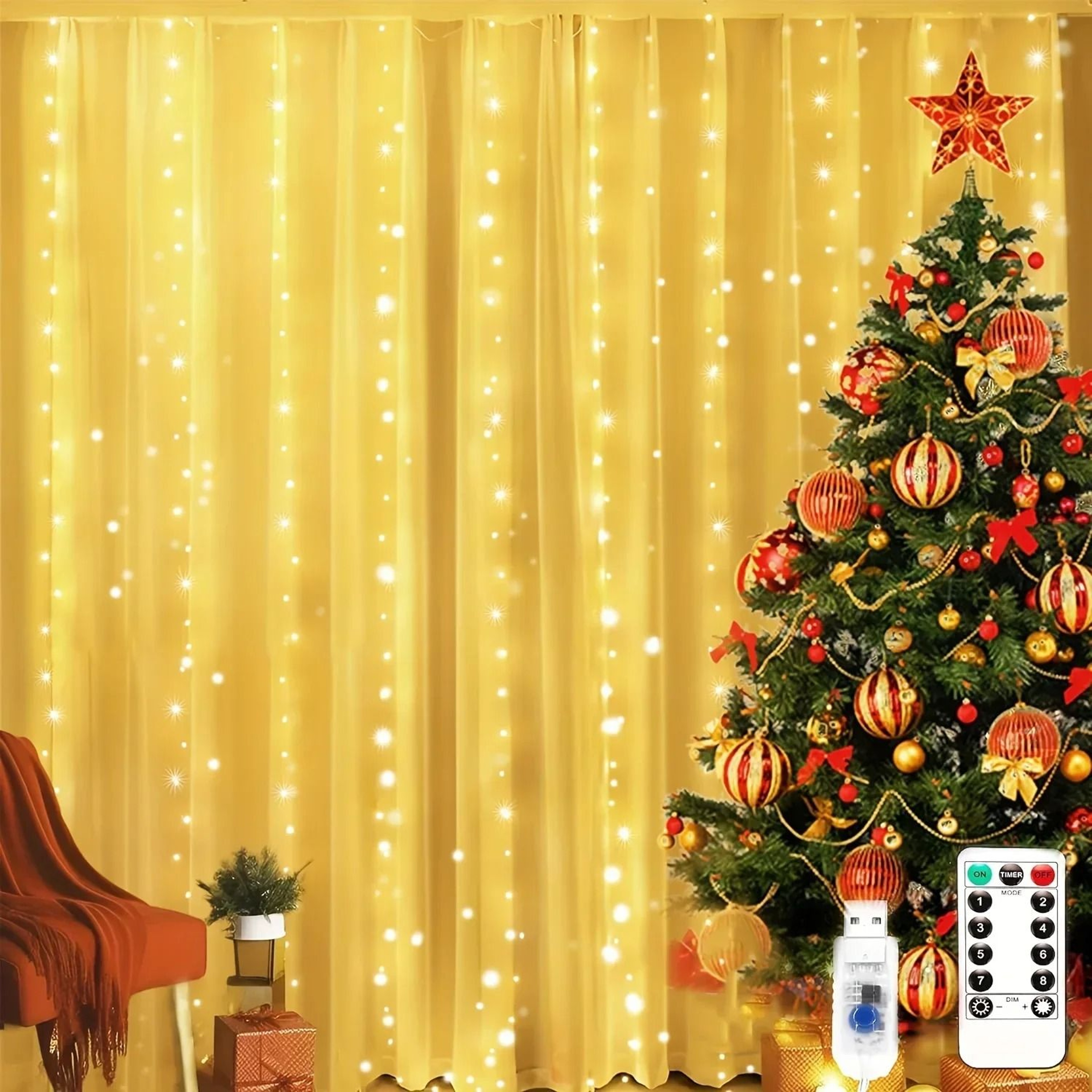 Remote Control USB LED Curtain String Fairy Lights 2