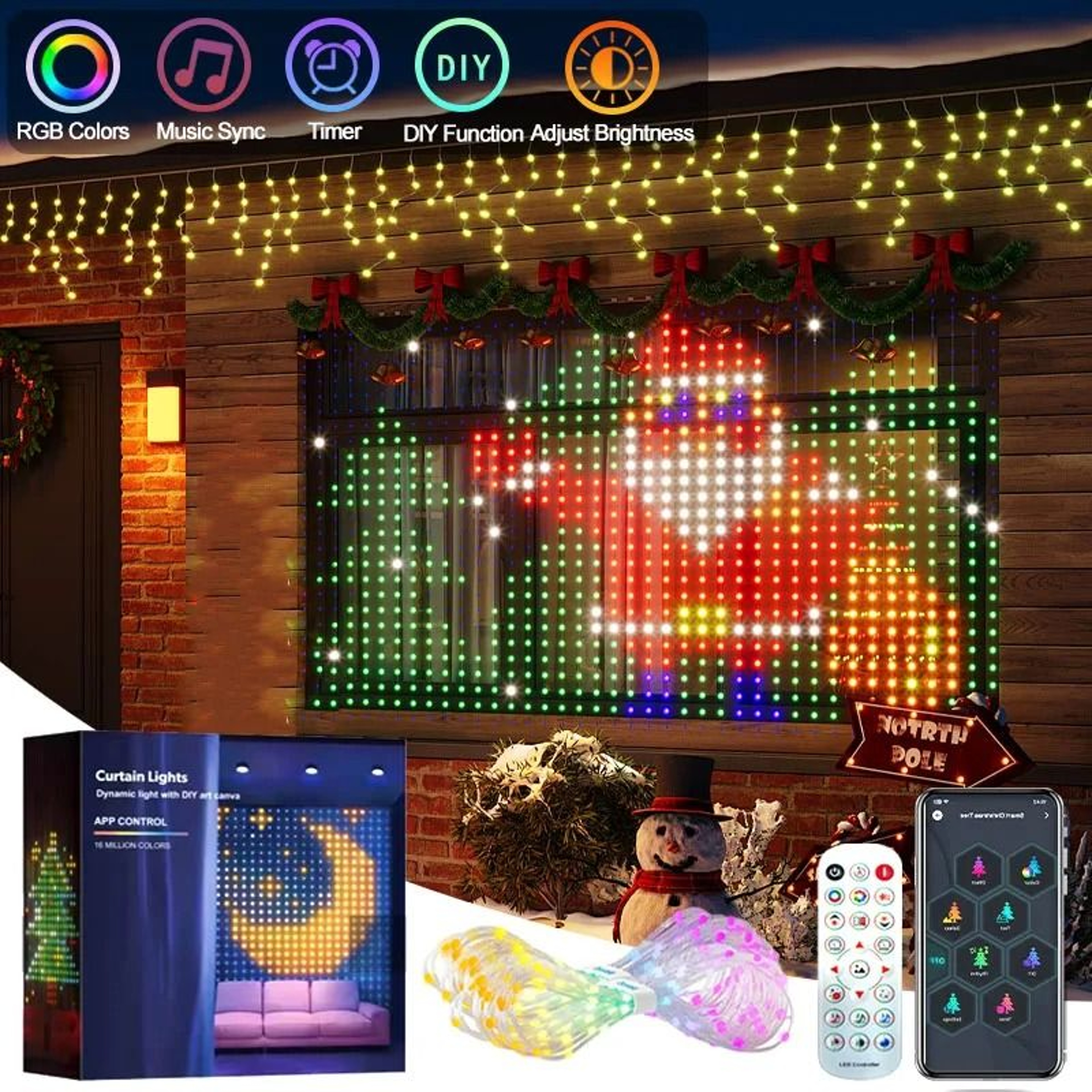 Smart Voice Control RGB LED Curtain Lights Compatible With Alexa And Google Home 0
