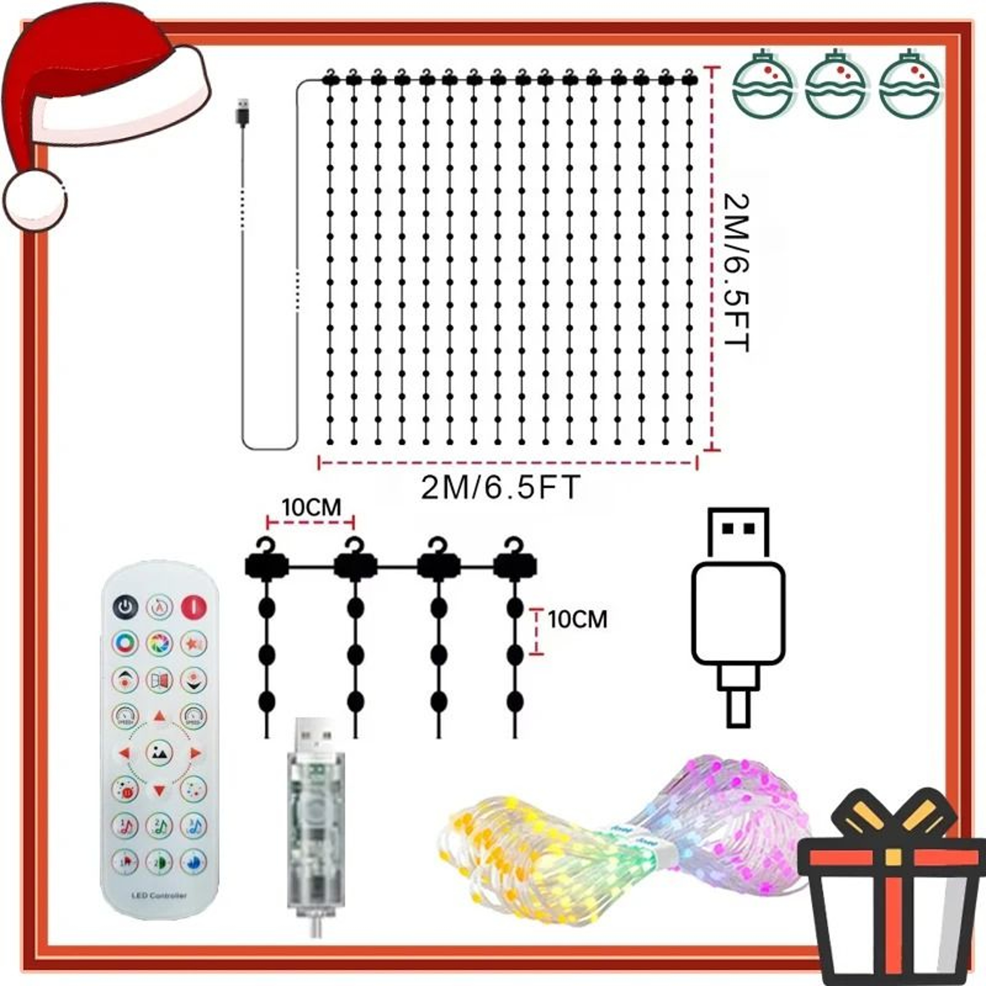 Programmable App Controlled Smart LED Curtain Lights With Sound Sync 8