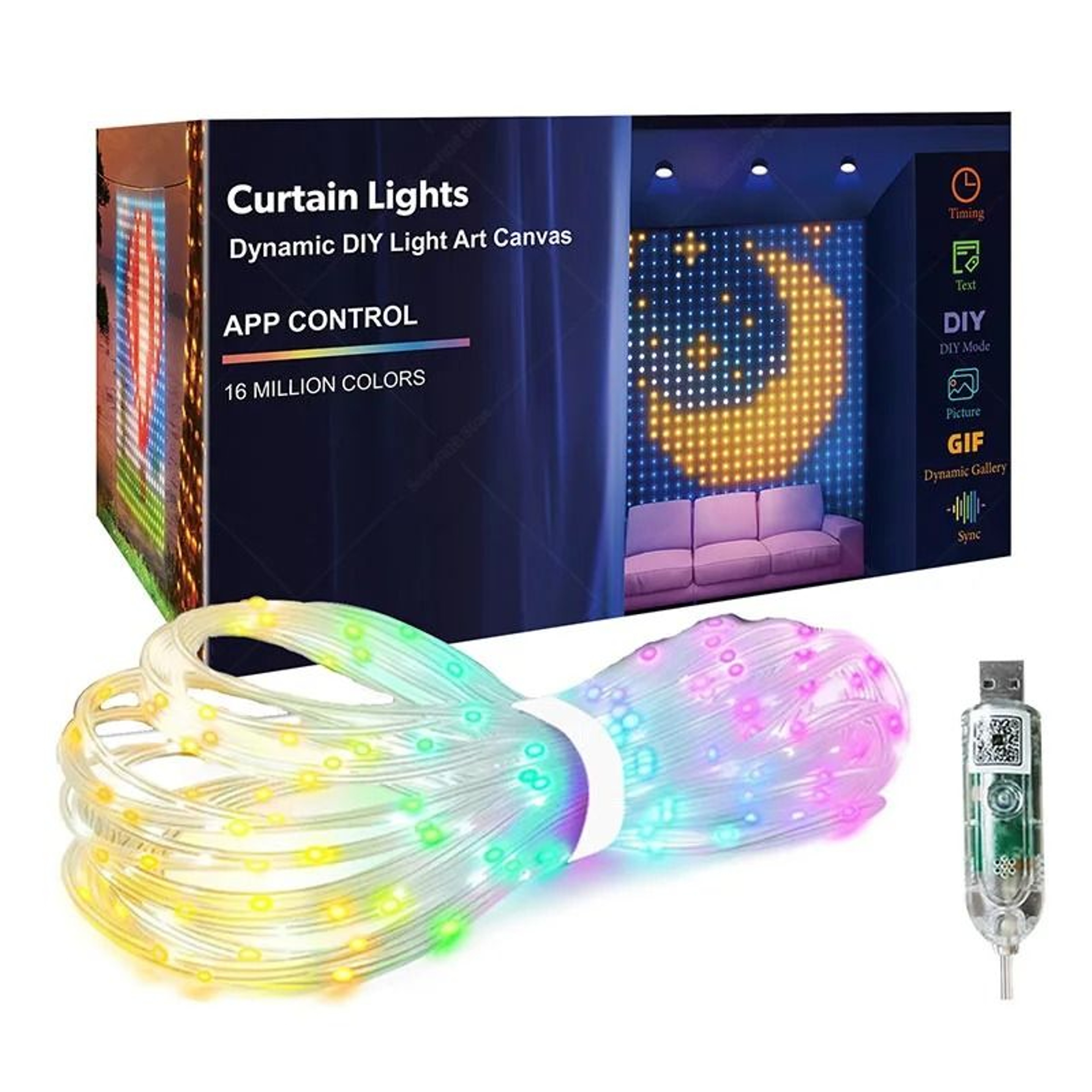 High Density Addressable Smart LED Curtain Lights With App Control And Music Sync 4